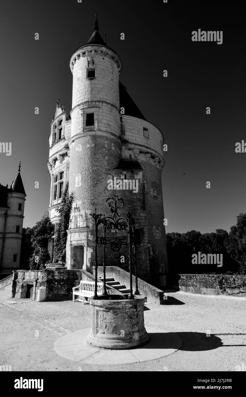 Chateau de Chenonceau in France on sunny summer morning. Stock Photo