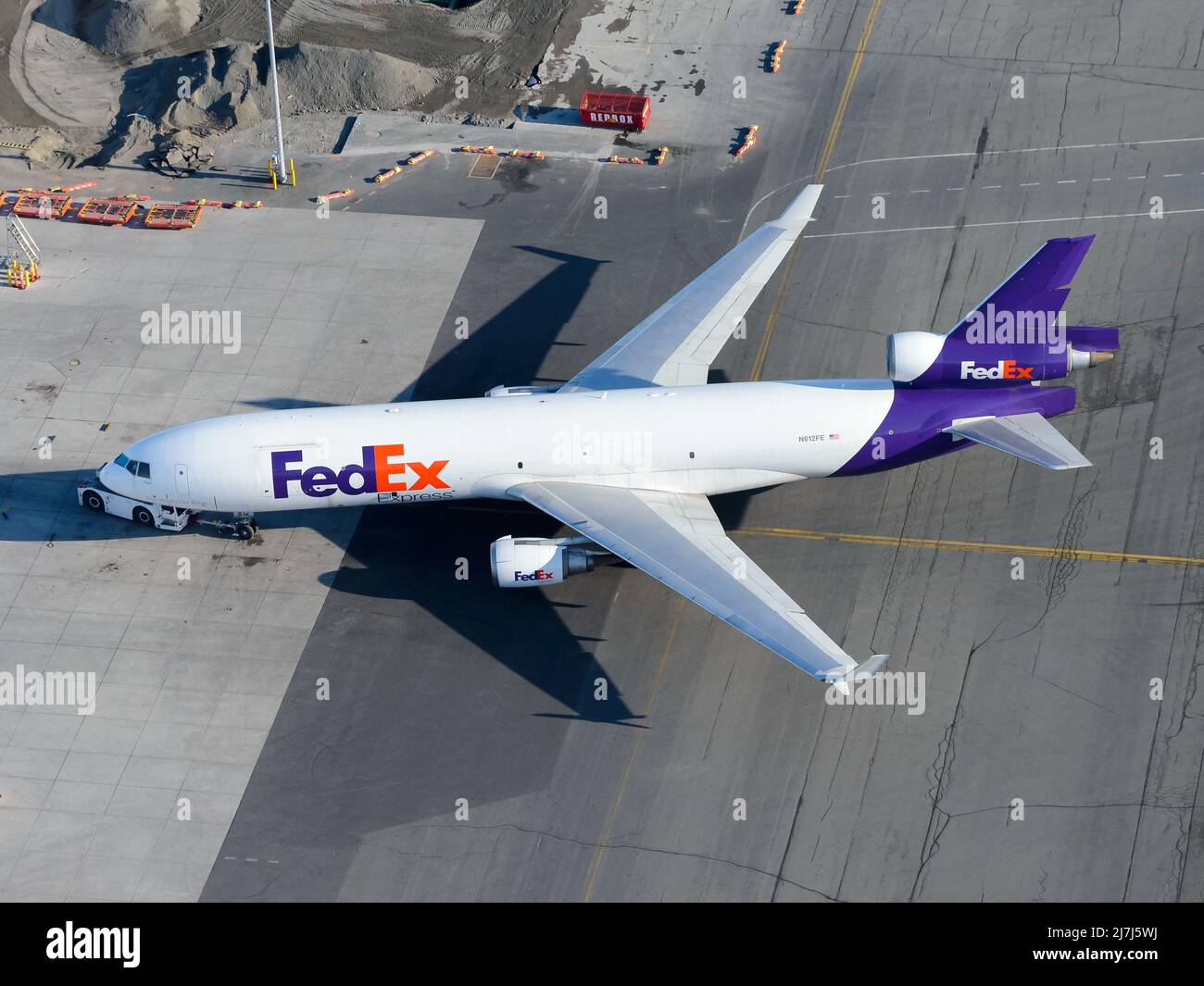 Fedex McDonnell Douglas MD-11 aircraft. Airplane MD11 for cargo transport for Federal Express. Stock Photo