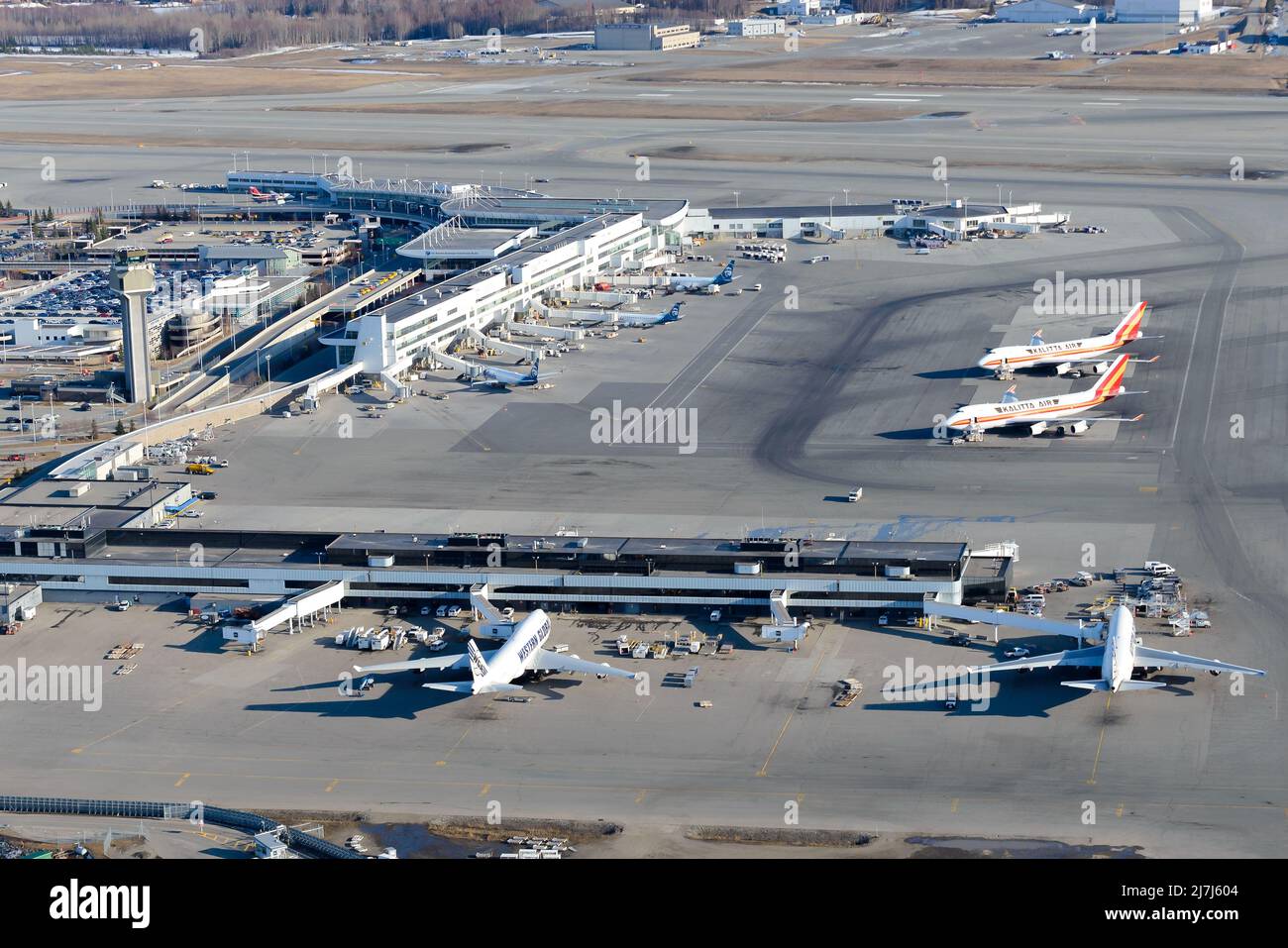 Anchorage Airport Terminal Aerial View In Alaska. Ted Stevens Anchorage ...