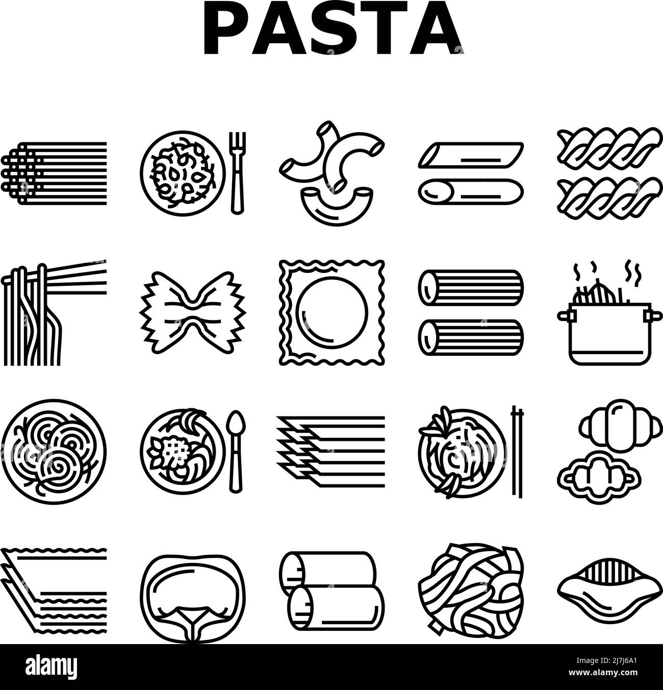 Vector black icons pasta Black and White Stock Photos & Images - Alamy