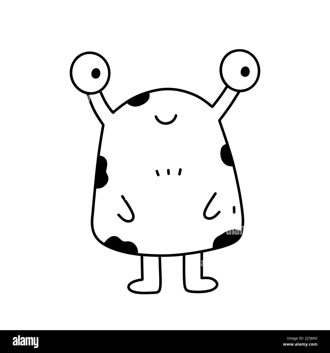 Cute and funny monster isolated on white background. Vector hand-drawn illustration in doodle style. Perfect for Halloween designs, cards, logo, decorations. Cartoon character. Stock Vector