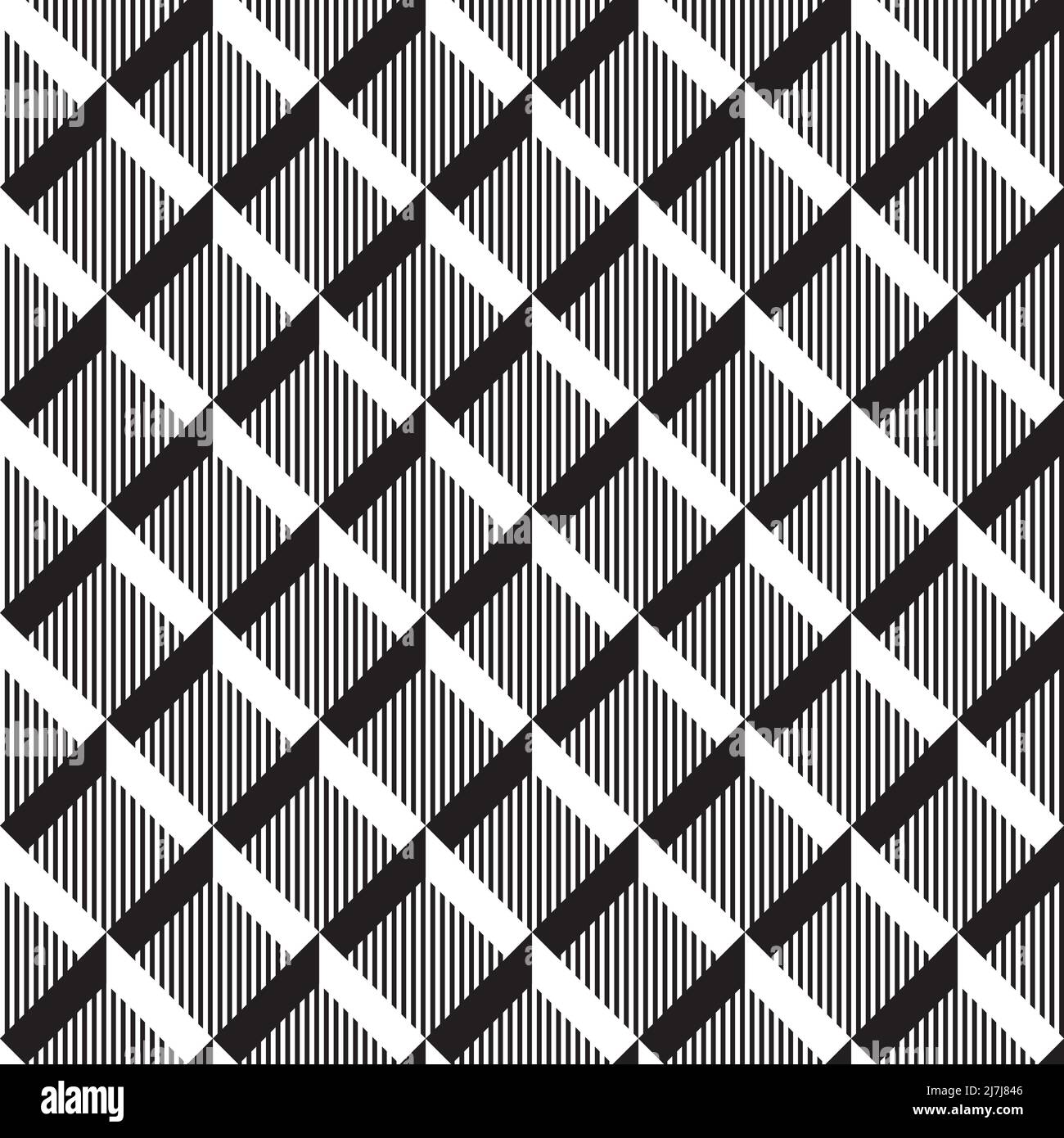 Seamless 3d grid pattern texture in black and white. Stock Vector