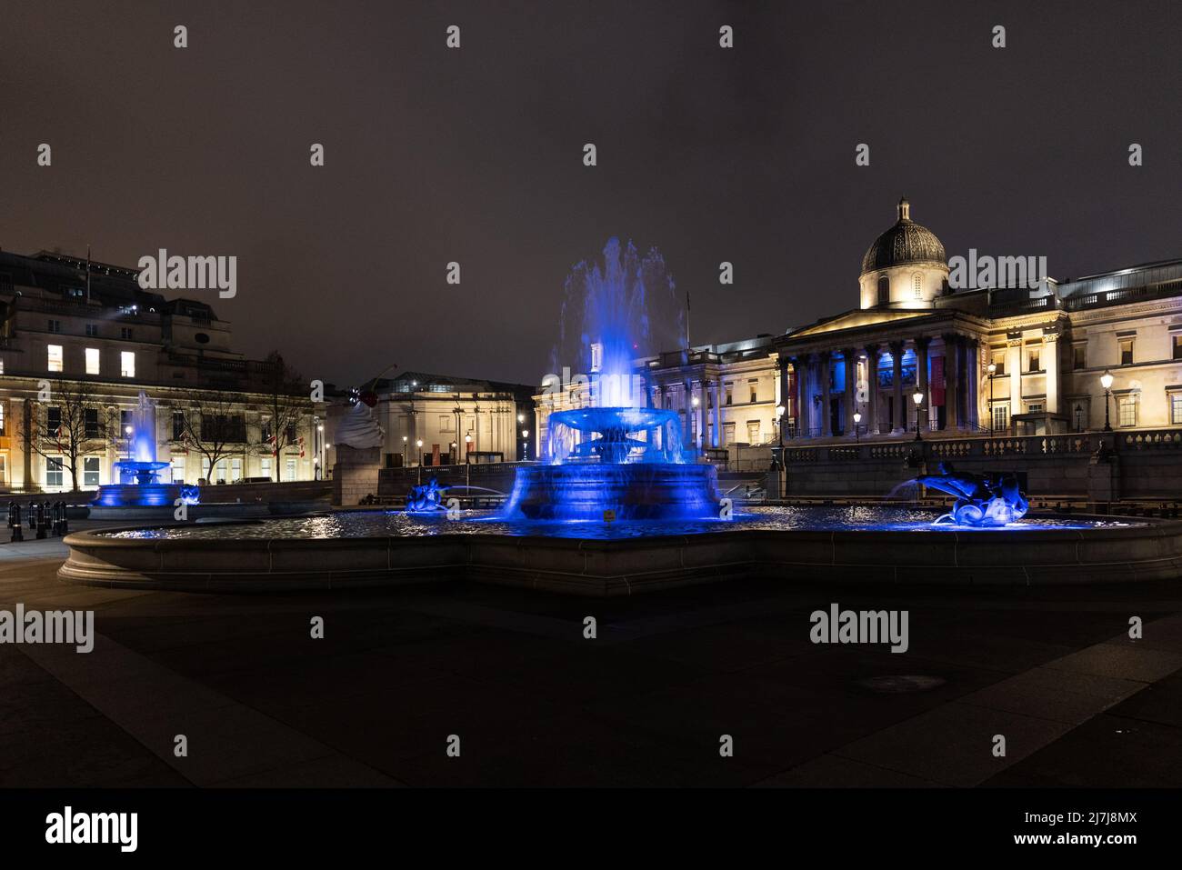 National landmarks across London light up blue to celebrate Covid
