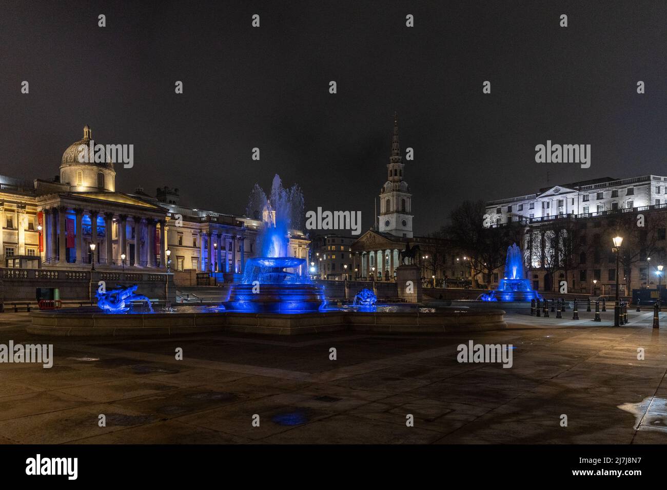 National landmarks across London light up blue to celebrate Covid