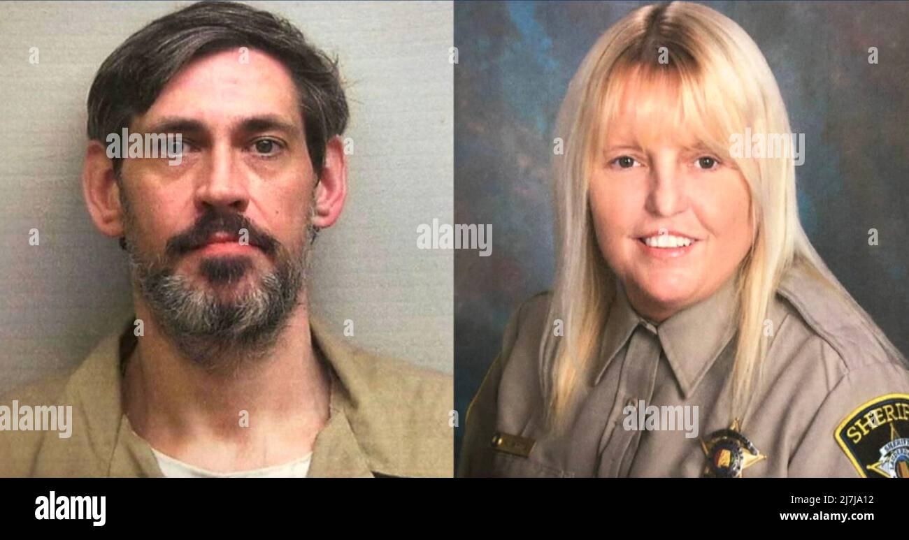 May 9, 2022, Evansville, Indiana, USA: VICKY WHITE (R) and CASEY WHITE (L) have been on the run since April 29, when she is believed to have helped him after a 'jailhouse romance.' A former Alabama jail official and the murder suspect she is accused of helping escape from custody were apprehended Monday in Indiana after more than a week on the run, law enforcement officials said. Lauderdale County Sheriff Rick Singleton said the two fugitives were caught near Evansville, Indiana, after U.S. Marshals pursued the Whites' pickup truck, which wrecked. Casey White surrendered and Vicky White was ta Stock Photo