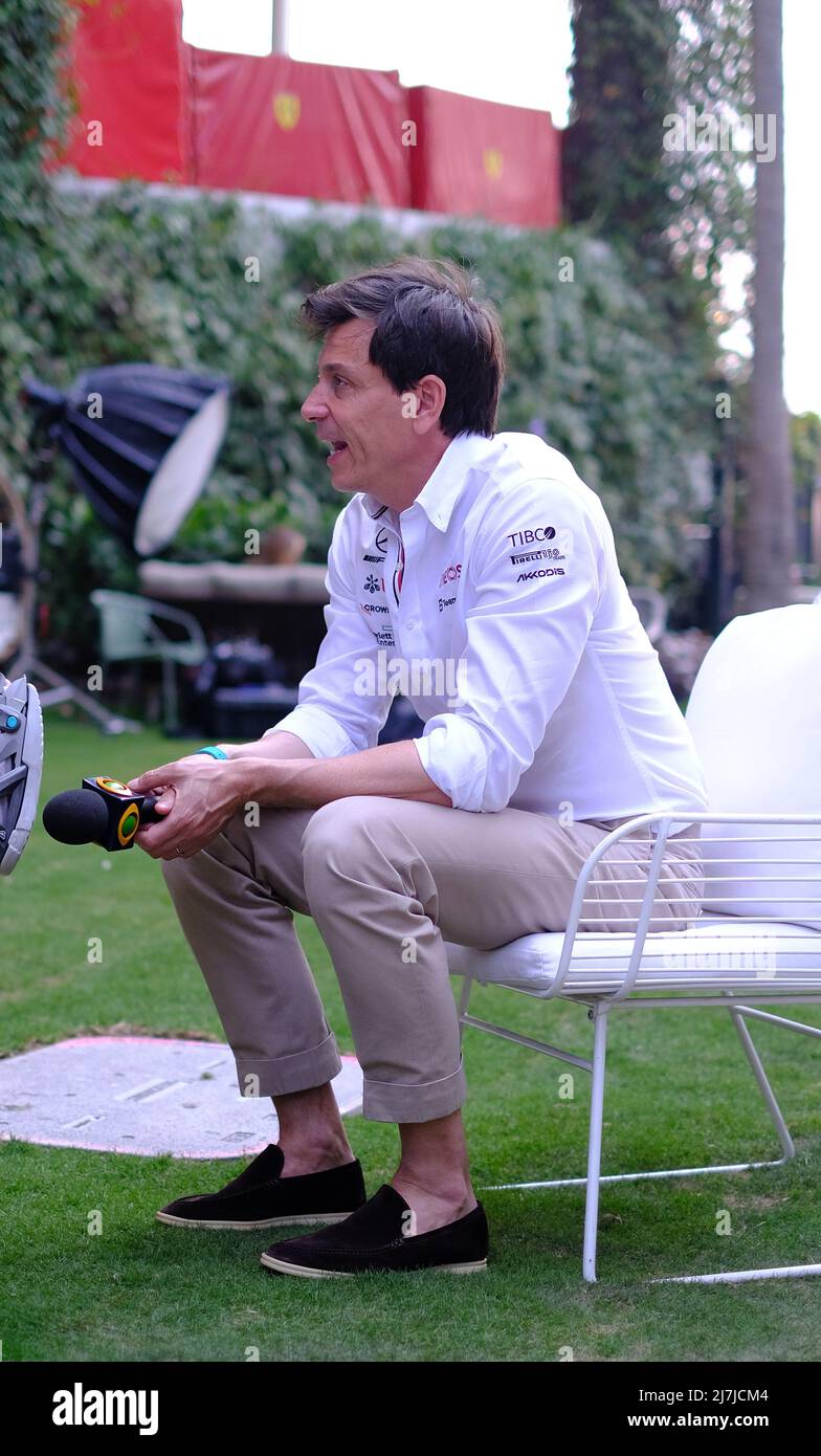 May 6th, 2022: Toto Wolff, Team Chief for Mercedes-AMG Petronas F1 Team  during the Formula 1 Crypto.com Miami Grand Prix in Miami, FL . (Photo by  Jason Pohuski/Cal Sport Media/Sipa USA Stock