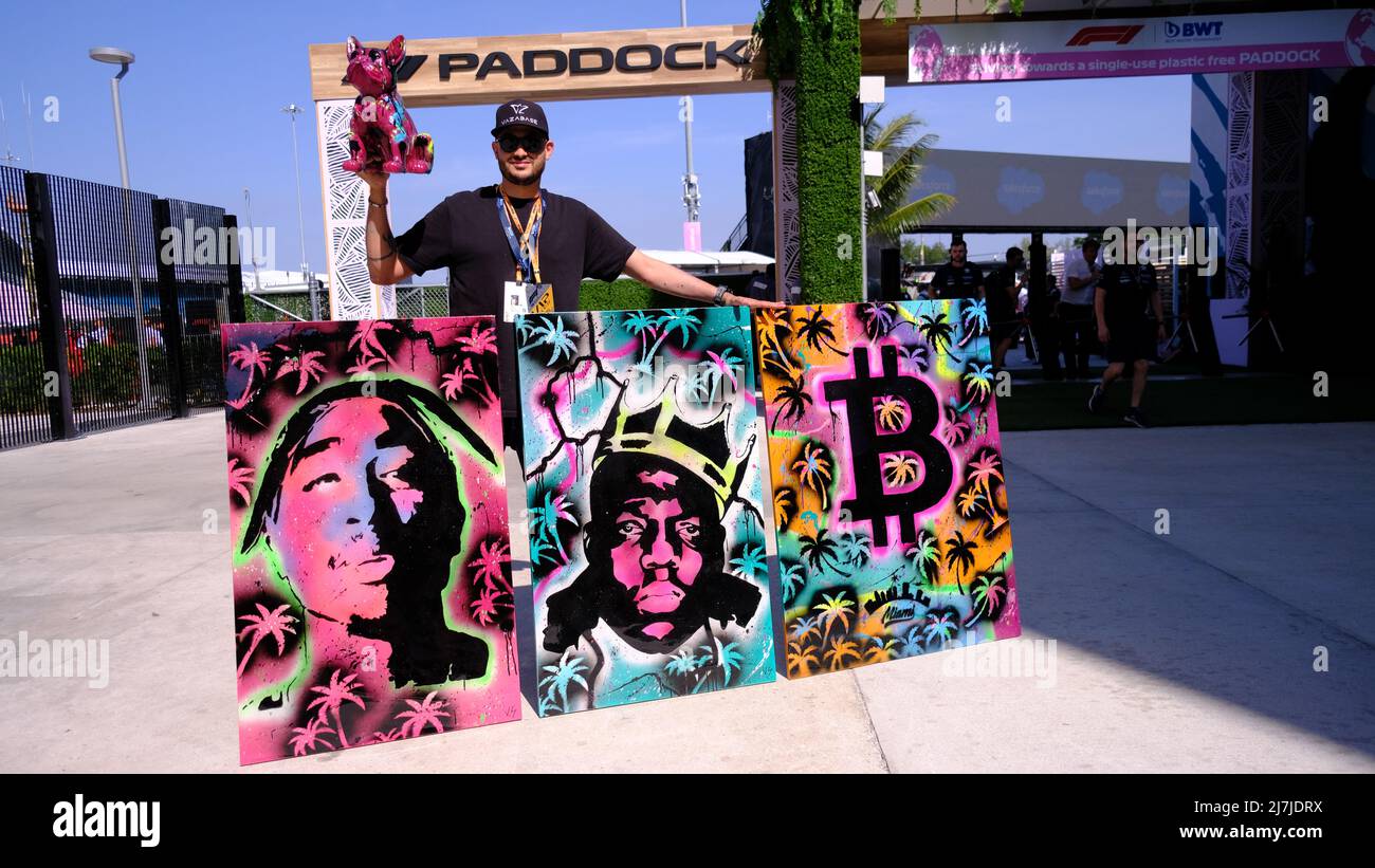 May 6th, 2022: Local Miami Artist Vazabase during the Formula 1 Crypto.com Miami Grand Prix in Miami, FL . Jason Pohuski/CSM Stock Photo