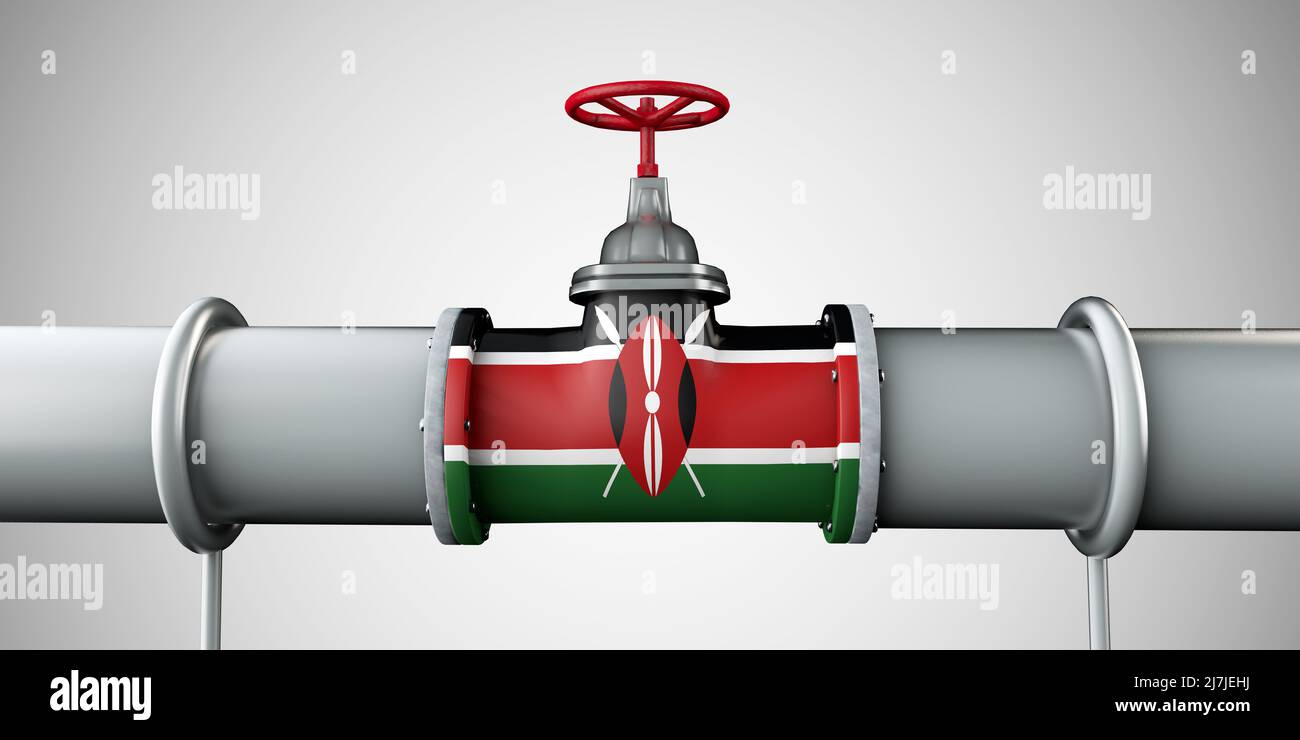 Kenya oil and gas fuel pipeline. Oil industry concept. 3D Rendering