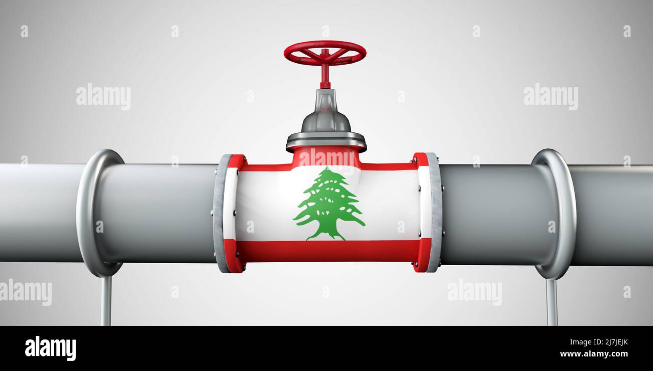 Lebanon oil and gas fuel pipeline. Oil industry concept. 3D Rendering