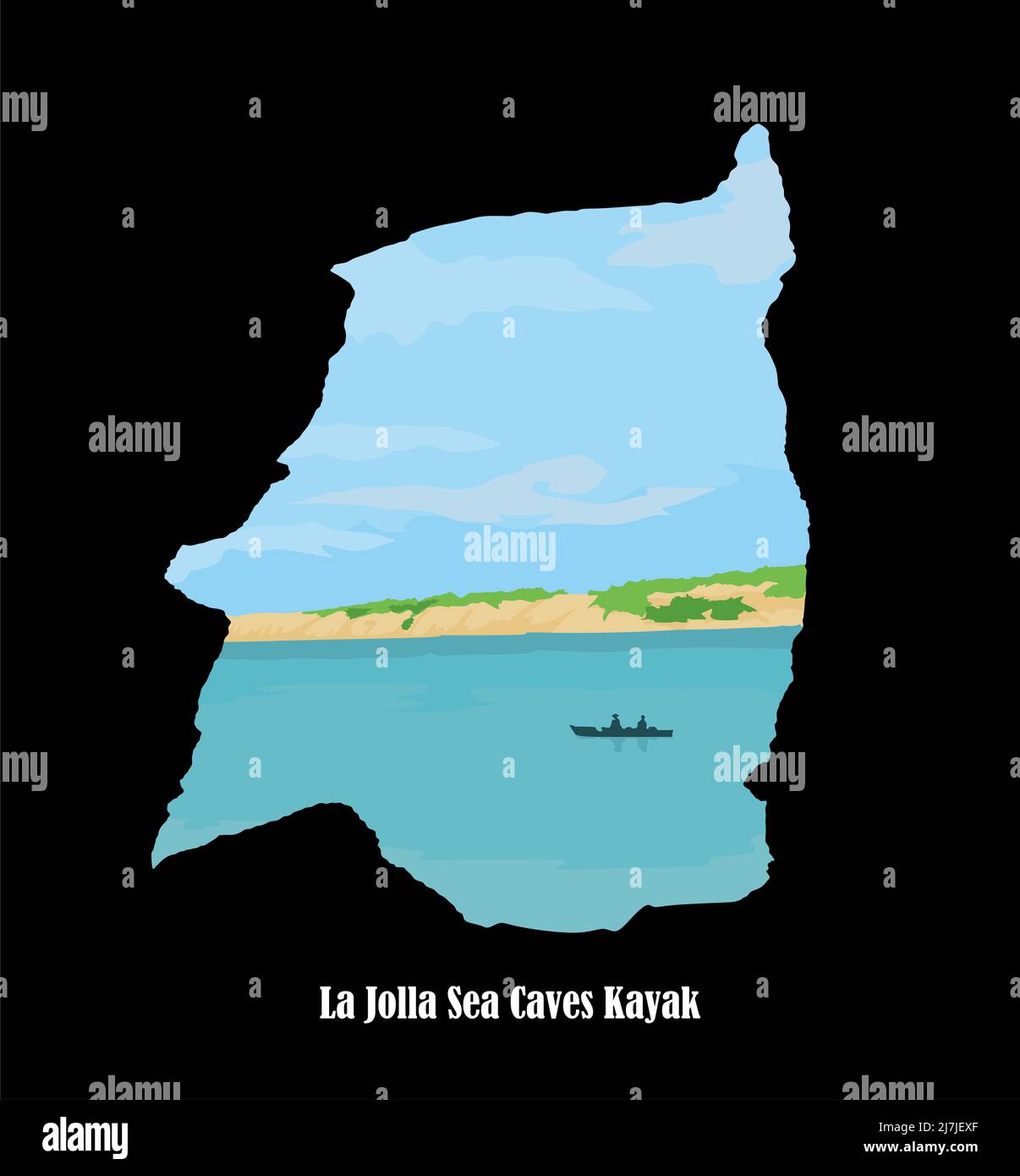 La Jolla coastline on a sea caves kayak Stock Vector