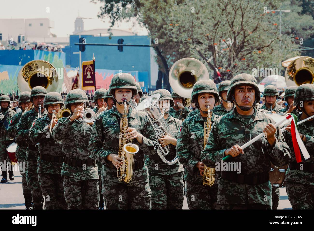 Military parade to commemorate the Battle of Puebla on May 5 Stock ...
