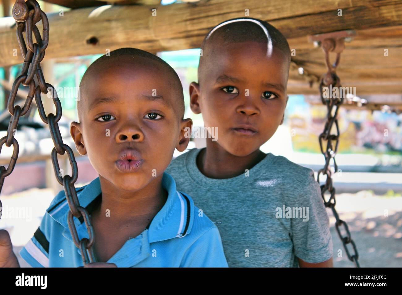 Gaborone. 14th Apr, 2022. Children play at the FirstBontleng Futsal Park in Botswana's capital city Gaborone on April 14, 2022. TO GO WITH 'Feature: Botswana's futsal park offers more than sports to children' Credit: Sharon Tshipa/Xinhua/Alamy Live News Stock Photo