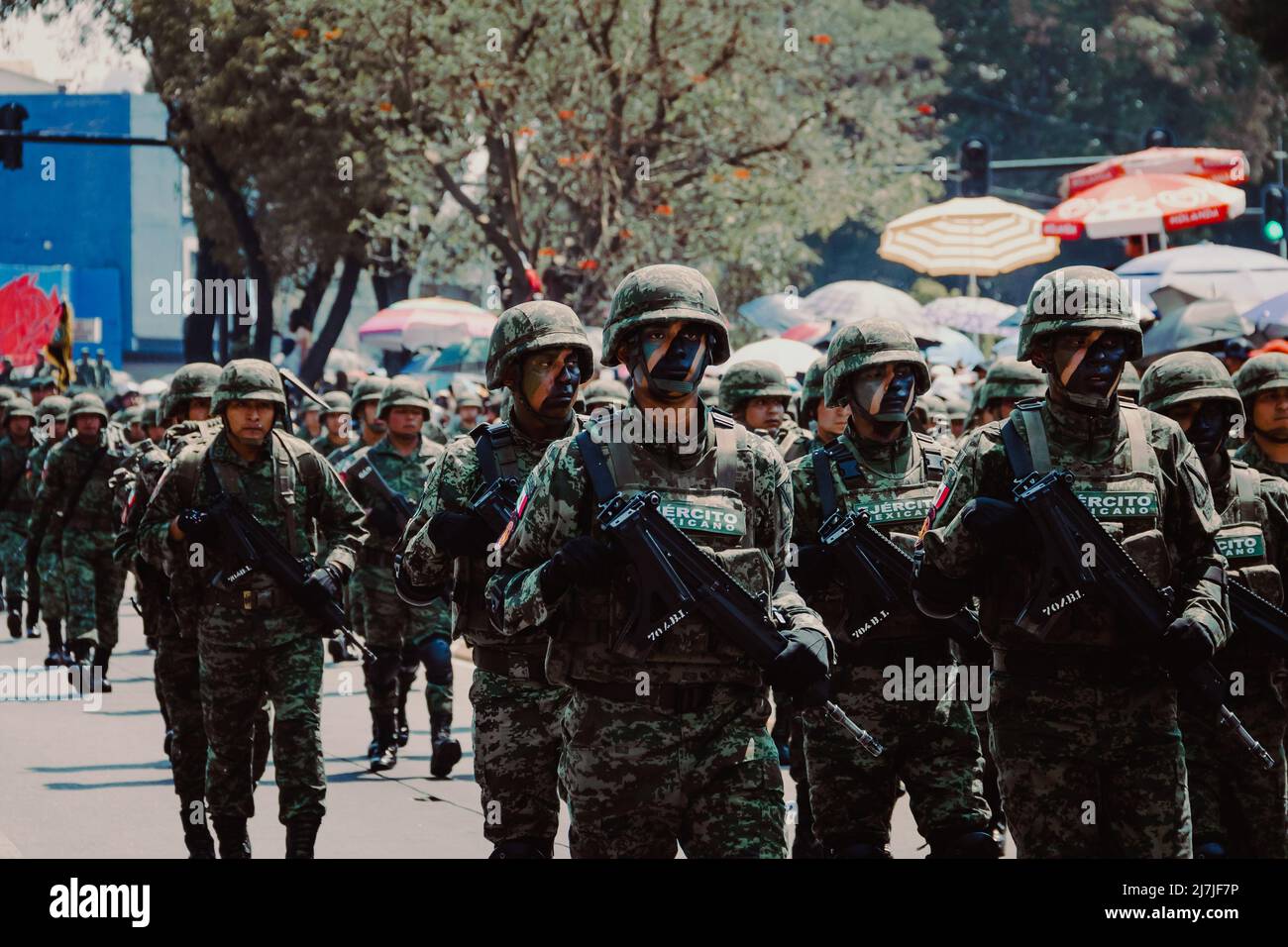 Military parade to commemorate the Battle of Puebla on May 5 Stock ...