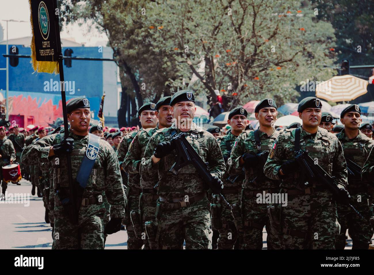 Military parade to commemorate the Battle of Puebla on May 5 Stock ...