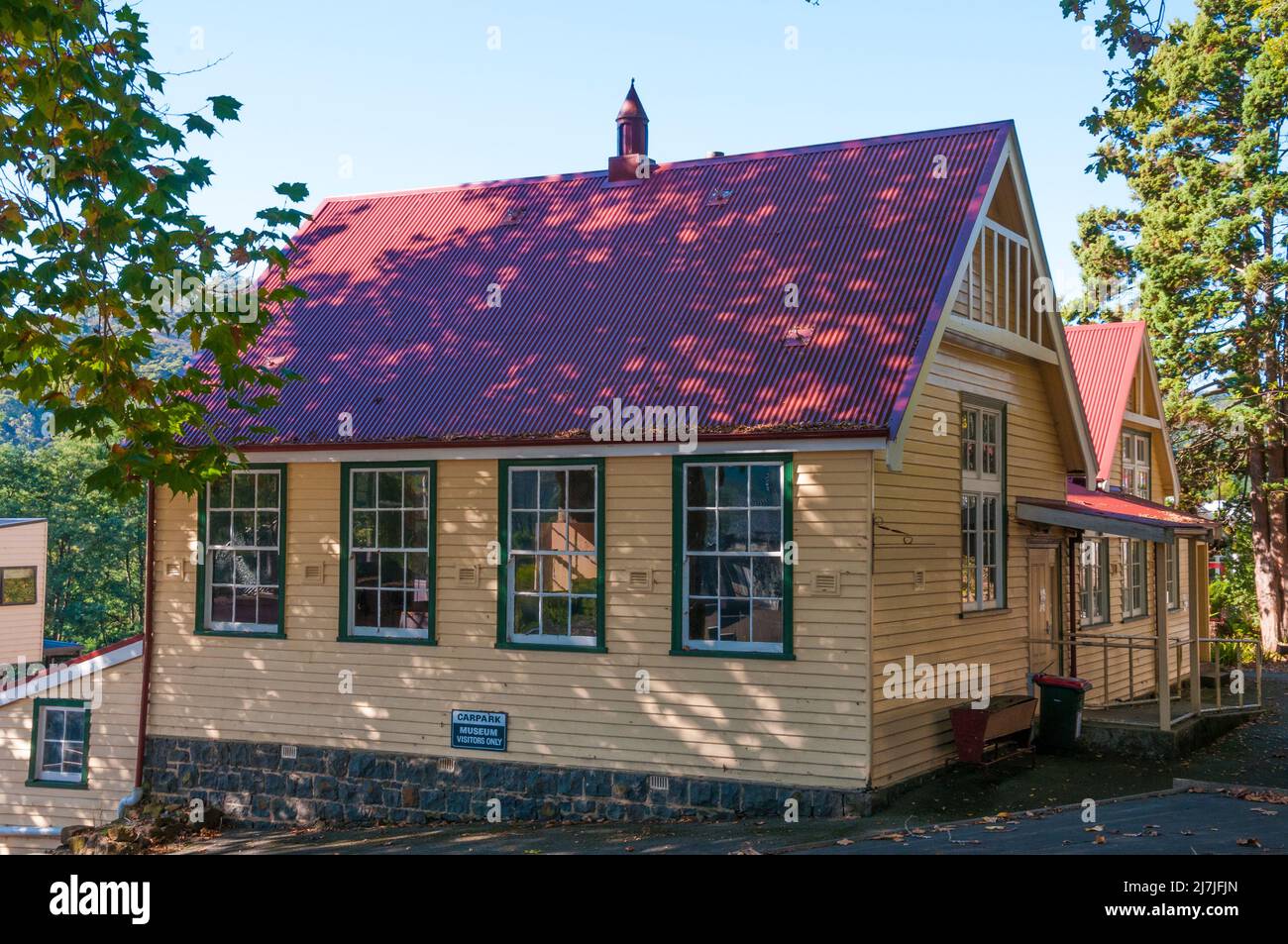 Historic schoolhouse at Derby, northeast Tasmania, Australia Stock Photo