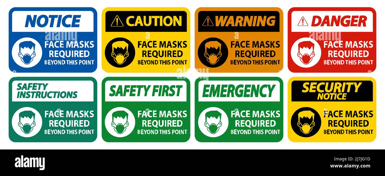 Face Masks Required Beyond This Point Sign Isolate On White Background ...