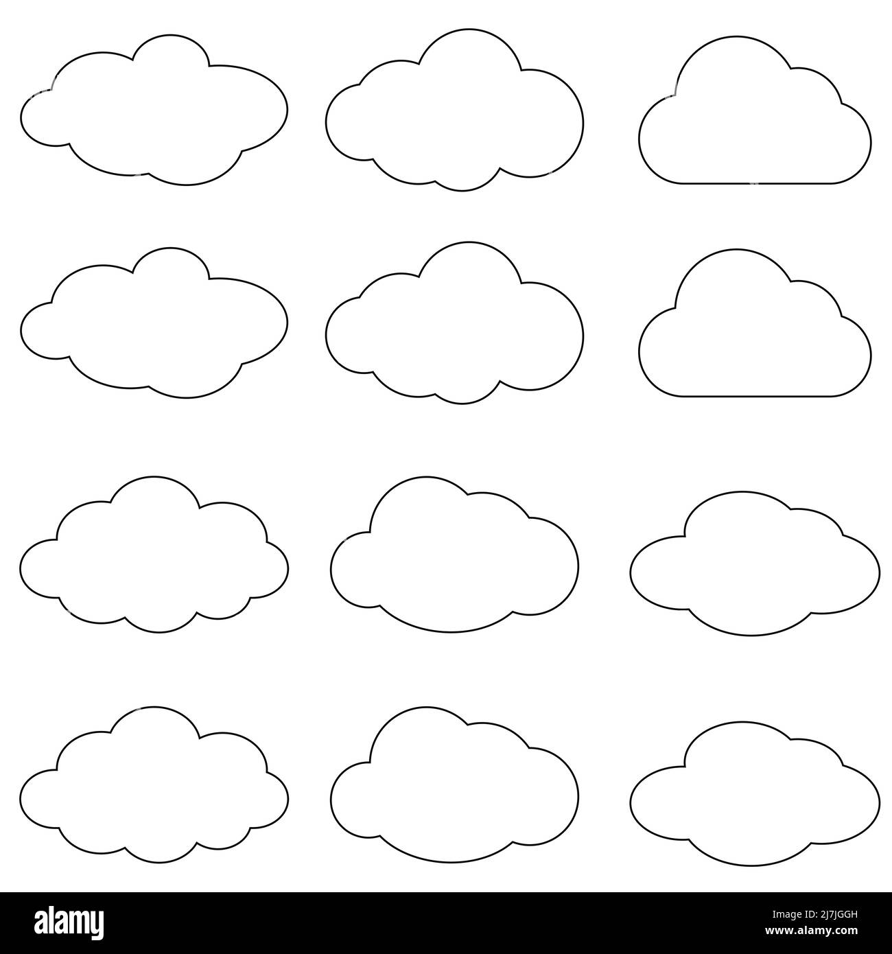 Cloud vector icon set white color on blue background. Sky flat illustration collection for web,Vector illustration Stock Vector