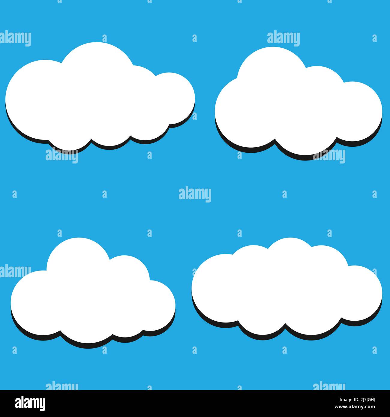 Set of Cloud Icons in trendy flat style isolated on blue background ...