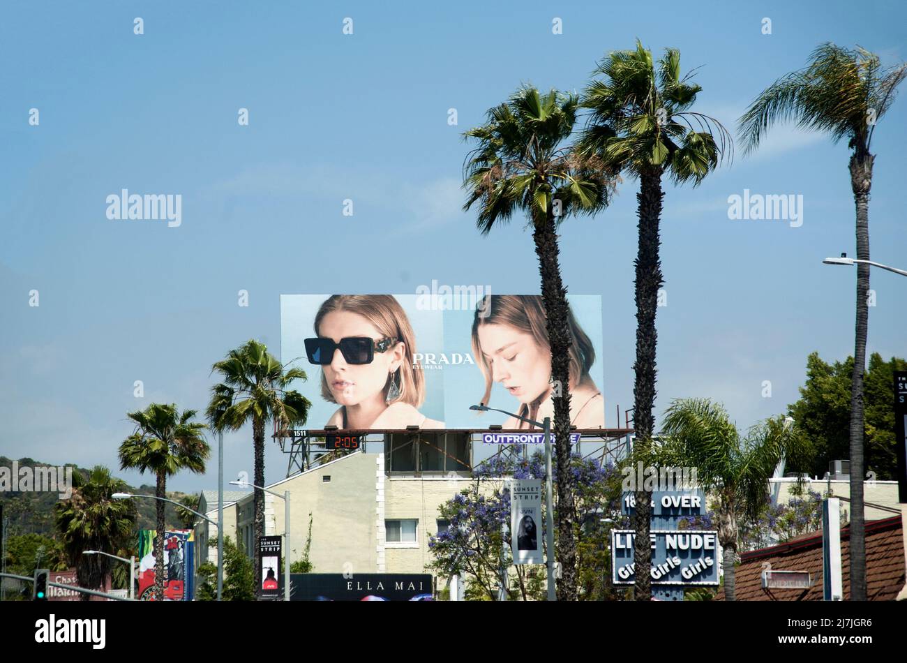 Prada billboard on the Sunset Strip. Stock Photo