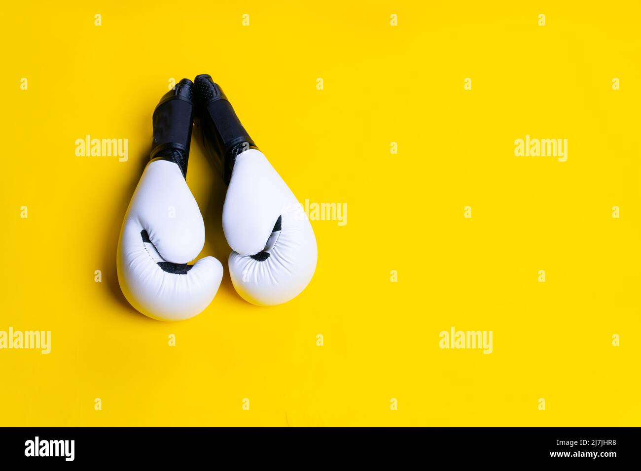 Blue space yellow kettlebell isolated ackground fitness object health, for gym weight in wellbeing for athletic fist, knockout strength. Sportswear Stock Photo