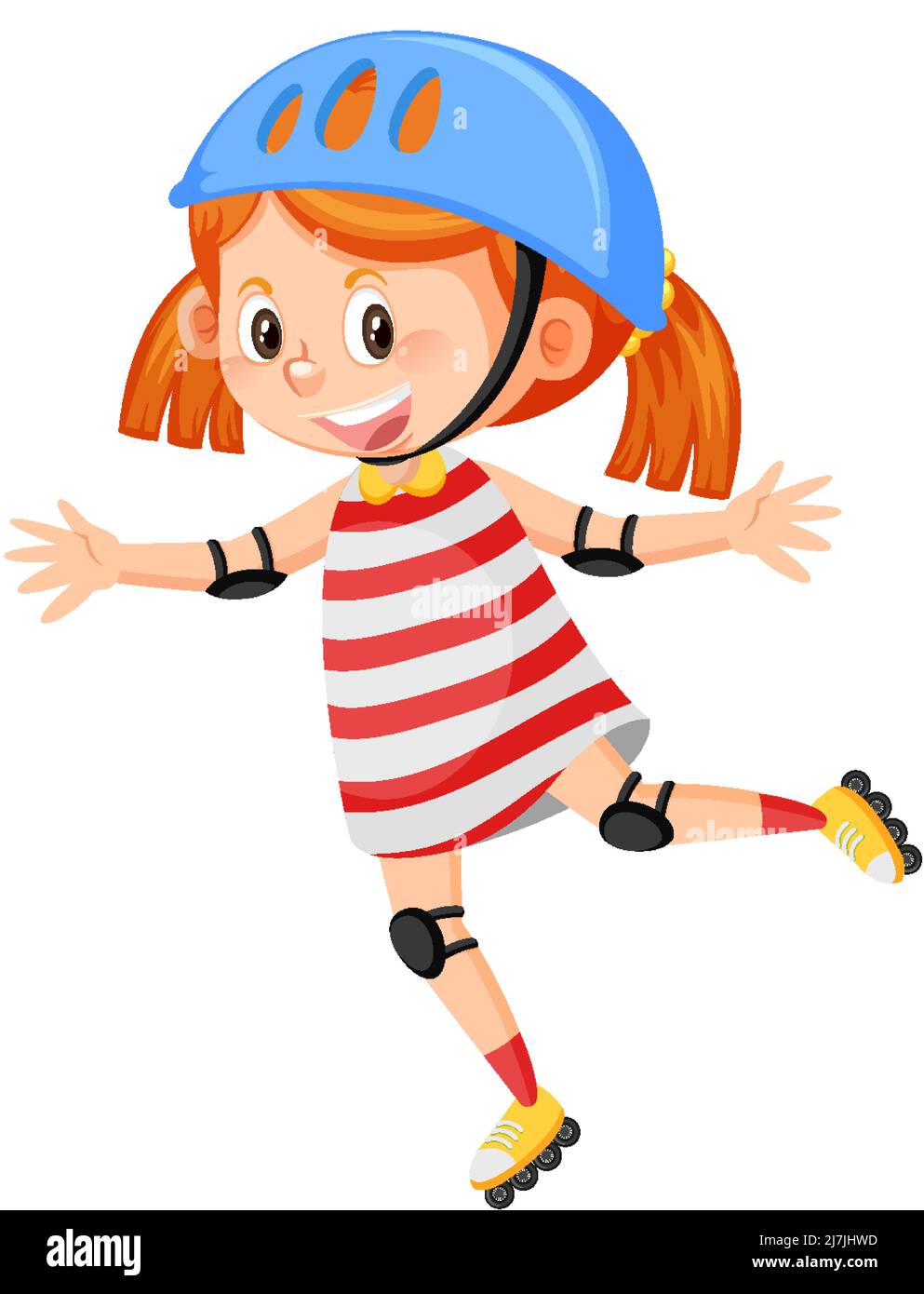 Cute girl on inline skates illustration Stock Vector Image & Art Alamy