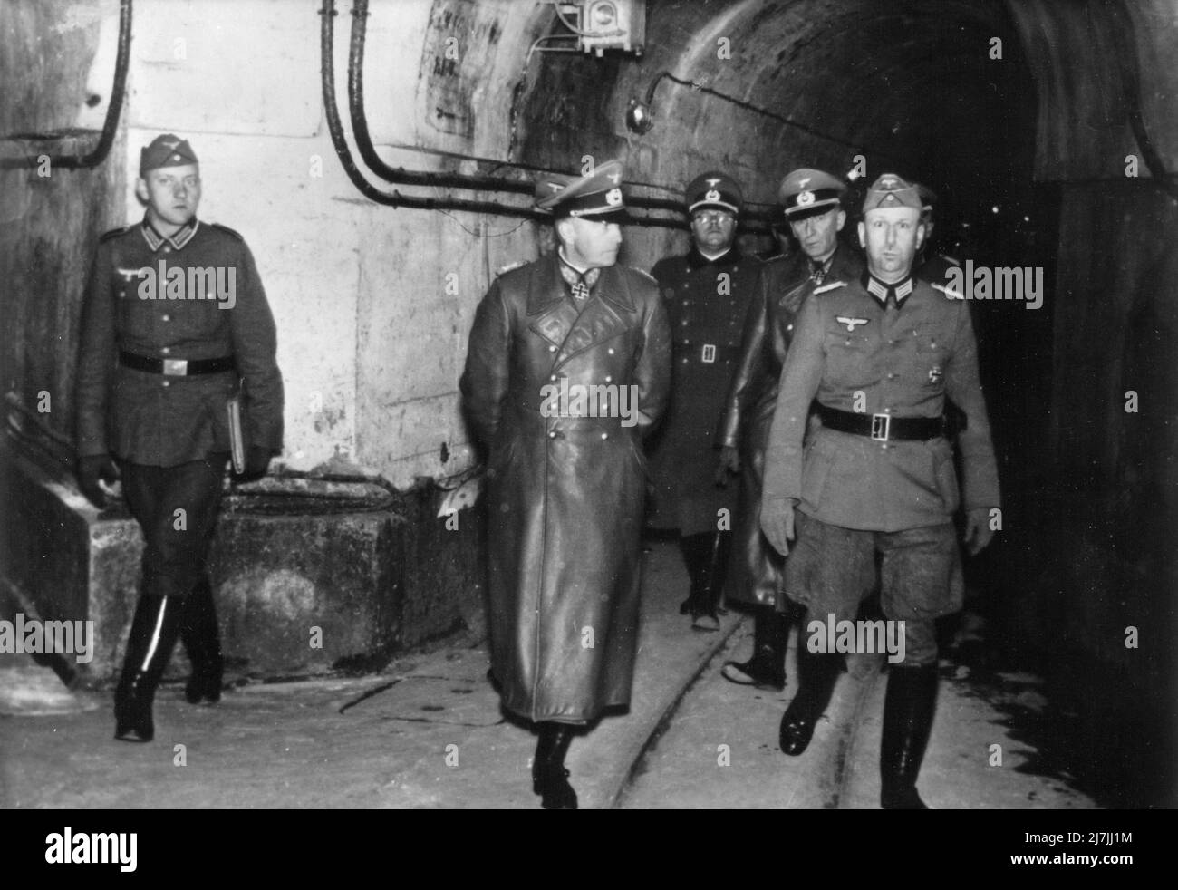 Wehrmacht Field Marshal and Commander-in-Chief Walther von Brauchitsch inspecting underground facilities of the Maginot Line. Stock Photo