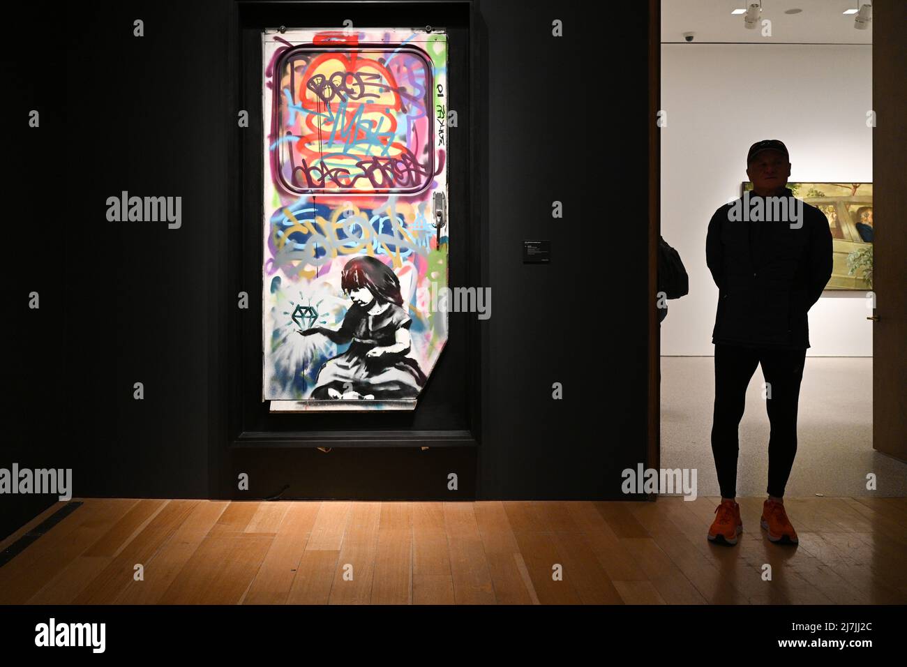 Banksy's Diamond In The Rough artwork during a preview of The 21st Century Evening  Sale at Christie's on May 9, 2022 in New York. Stock Photo