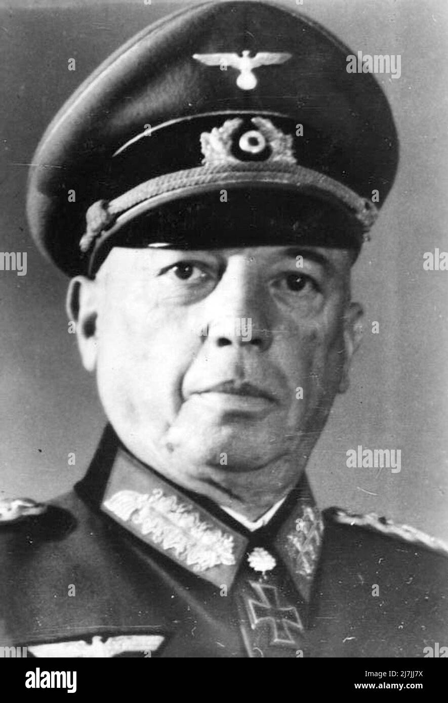 Georg Carl Wilhelm Friedrich von Küchler was a German field marshal during World War II. He commanded the 18th Army and Army Group North during the Soviet-German war of 1941–1945. After the war he was convicted of Crimes Against Humanity and spend 50years in prison. Stock Photo