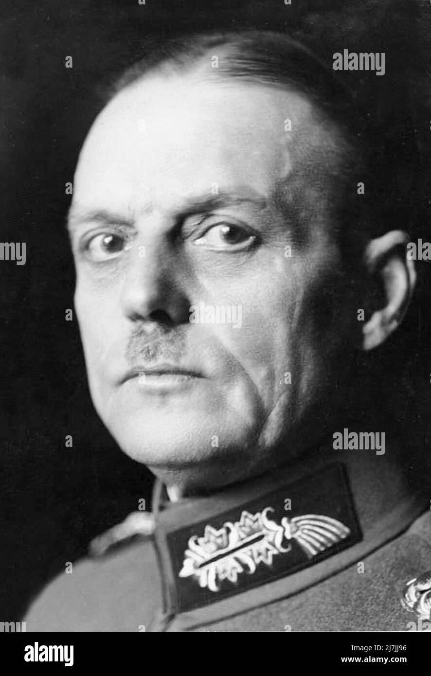 A portrait of the Wehrmacht Field Marshal Gerd von Runstedt. He was commander of Army Group A in France and was responsible for the ill advised decision to stop his advance once he had reached the channel coast. It was this break in the fighting that contributed to the success of the evacuation at Dunkirk. Later, during Operation Barbarossa, he was commander of the massive Army Group South. Stock Photo