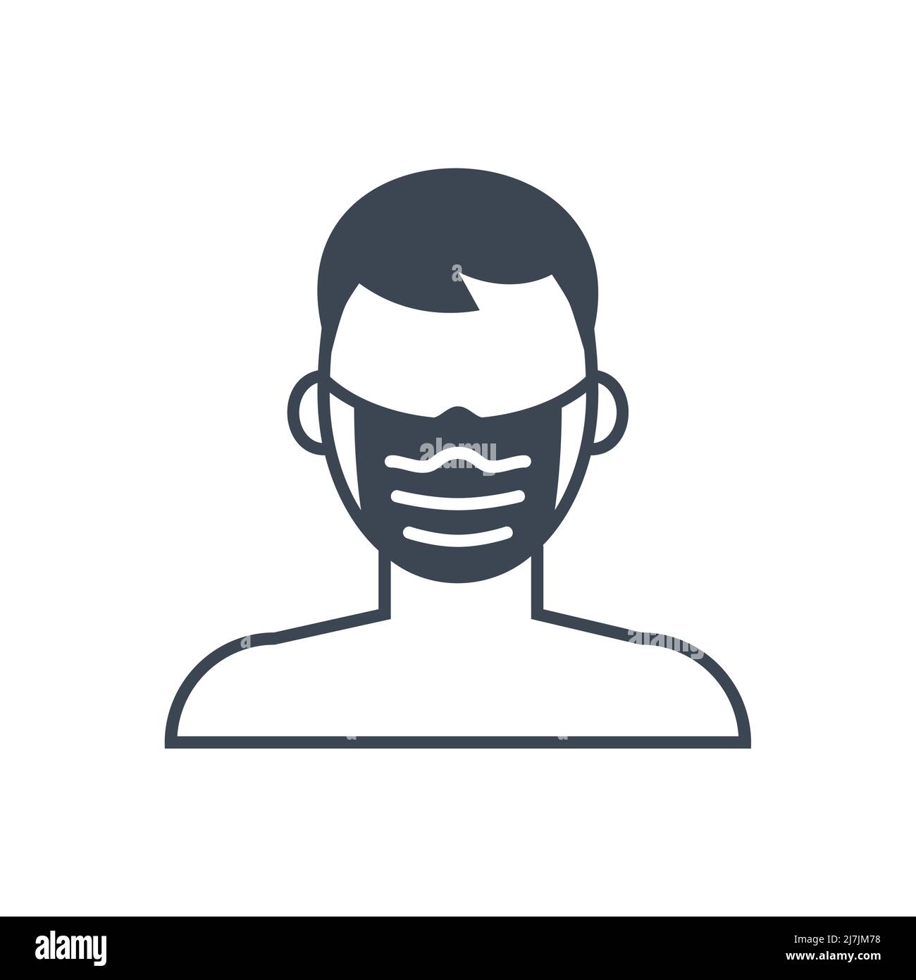 Man with medical mask related vector glyph icon. Man with medical sign. Isolated on white background. Editable vector illustration Stock Vector