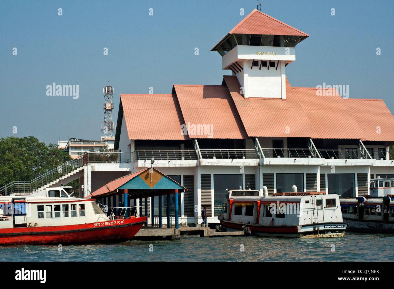 Ernakulam main jetty and ferry boat state Kerala India 02 04 2010 Stock Photo