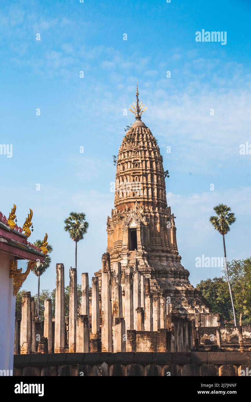 Wat Phra Sri Rattana Mahathat Rajaworaviharn temple and buddha in Si Satchanalai historical park, Thailand Stock Photo