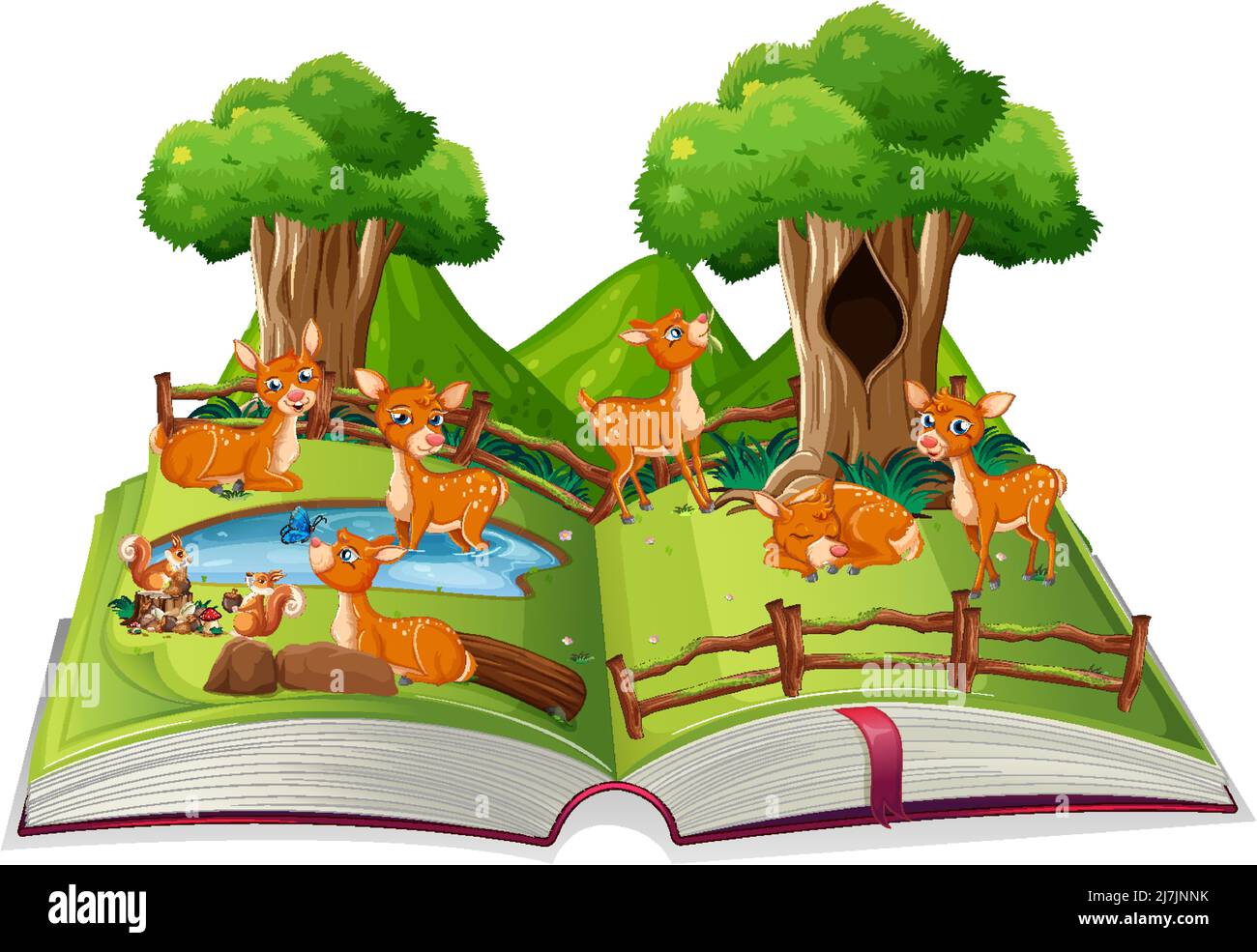 Book with many deers in the park illustration Stock Vector Image & Art ...