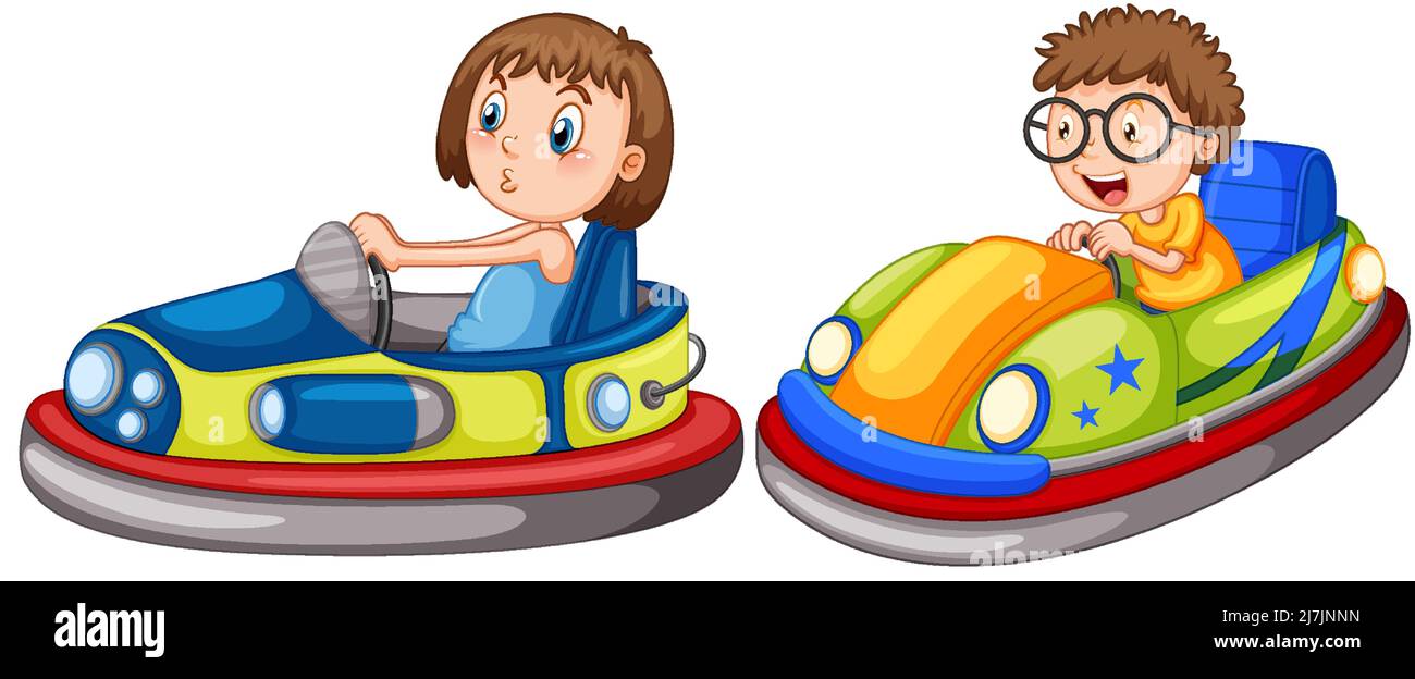 Kids riding bumper cars cartoon design illustration Stock Vector Image & Art Alamy