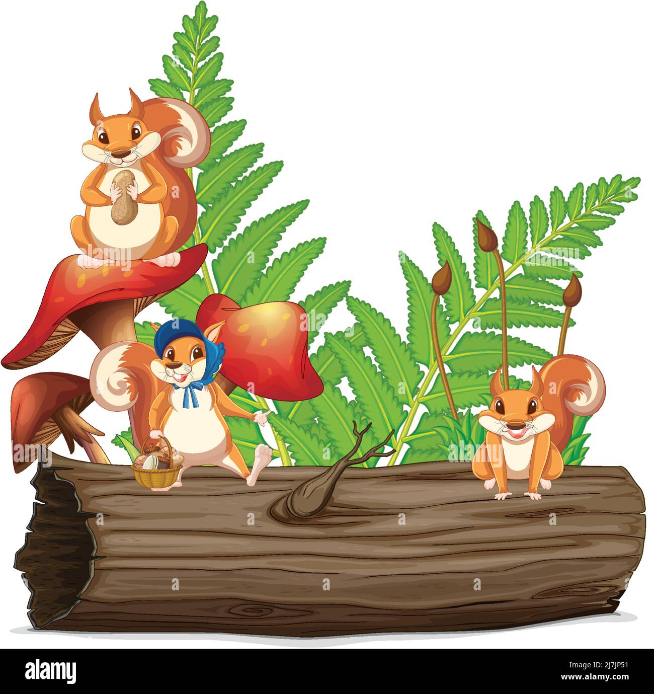 Cute squirrels group animal cartoon illustration Stock Vector Image