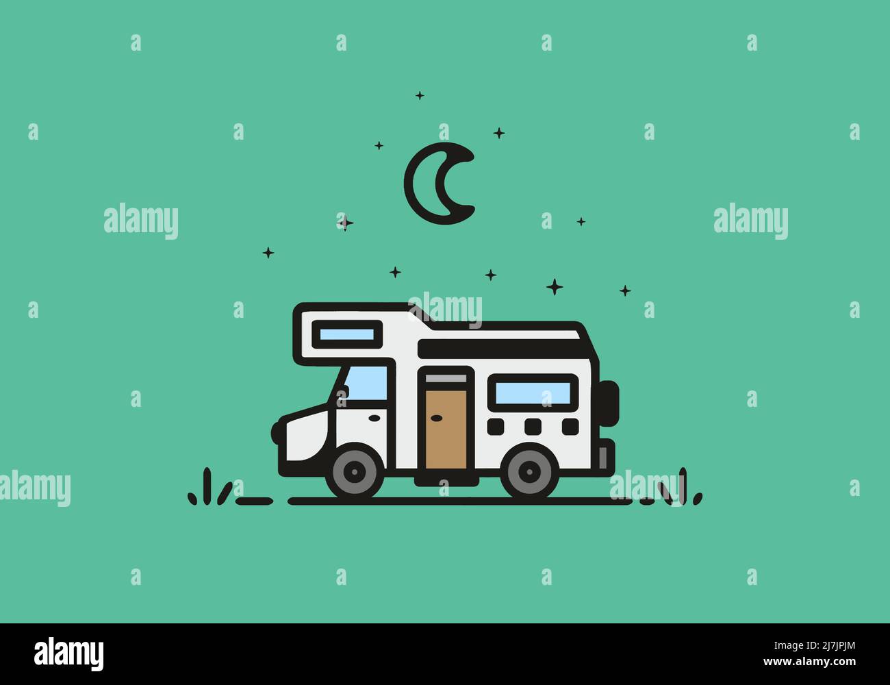 Simple camper van camping illustration design Stock Vector Image & Art ...