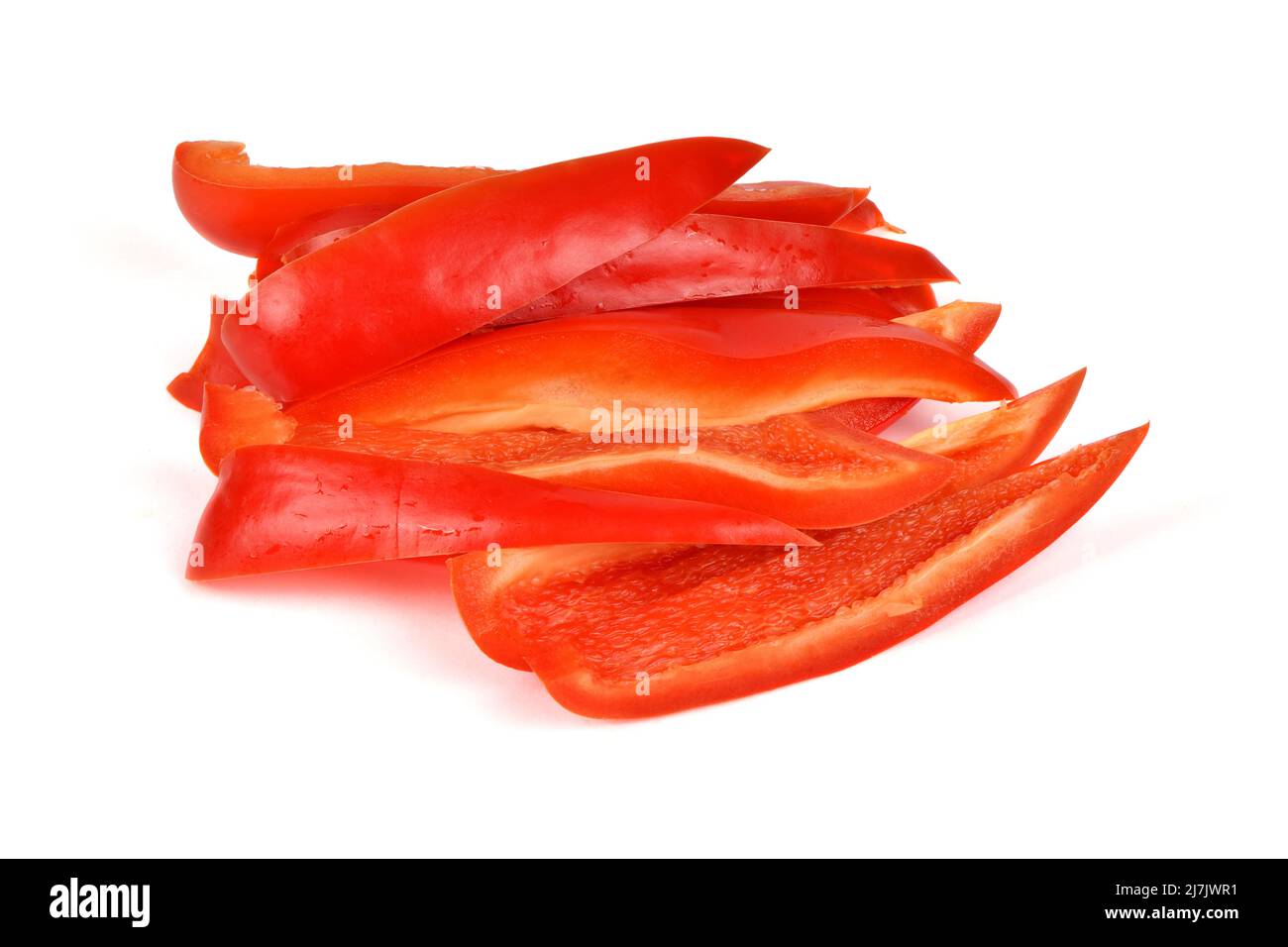 Fresh sliced paprika, Bell Pepper, isolated on white background. High resolution photo. Full depth of field. Stock Photo