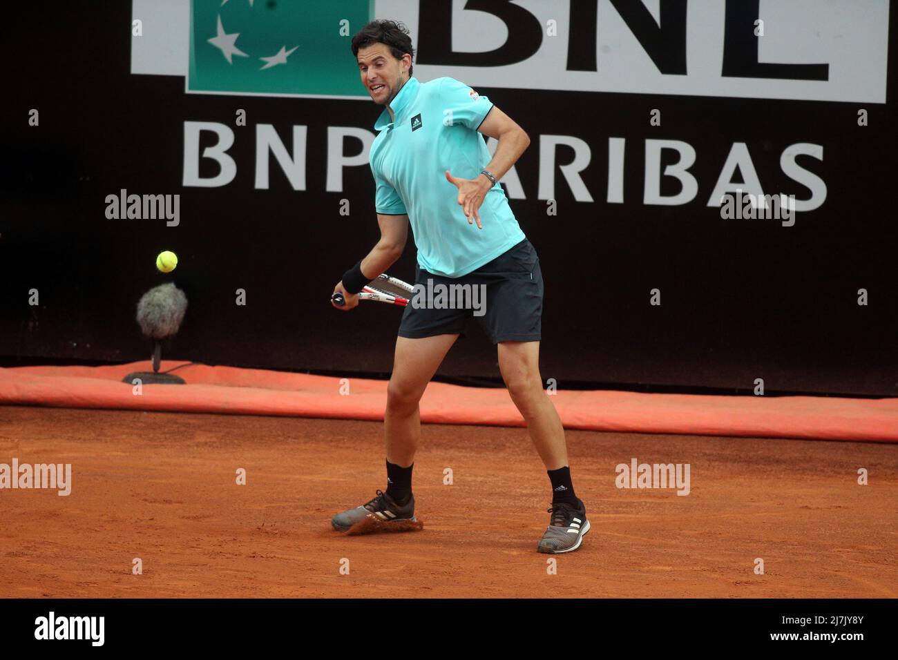 Rome, Italy. 09th May, 2022. ROME, ITALY - MAY 09: D.Thiem (AUT) plays a forehand against F. Fognini of Italy during their single men round match in the Internazionali BNL D'Italia at Foro Italico on May 09, 2022 in Rome, Italy. Credit: Independent Photo Agency/Alamy Live News Stock Photo