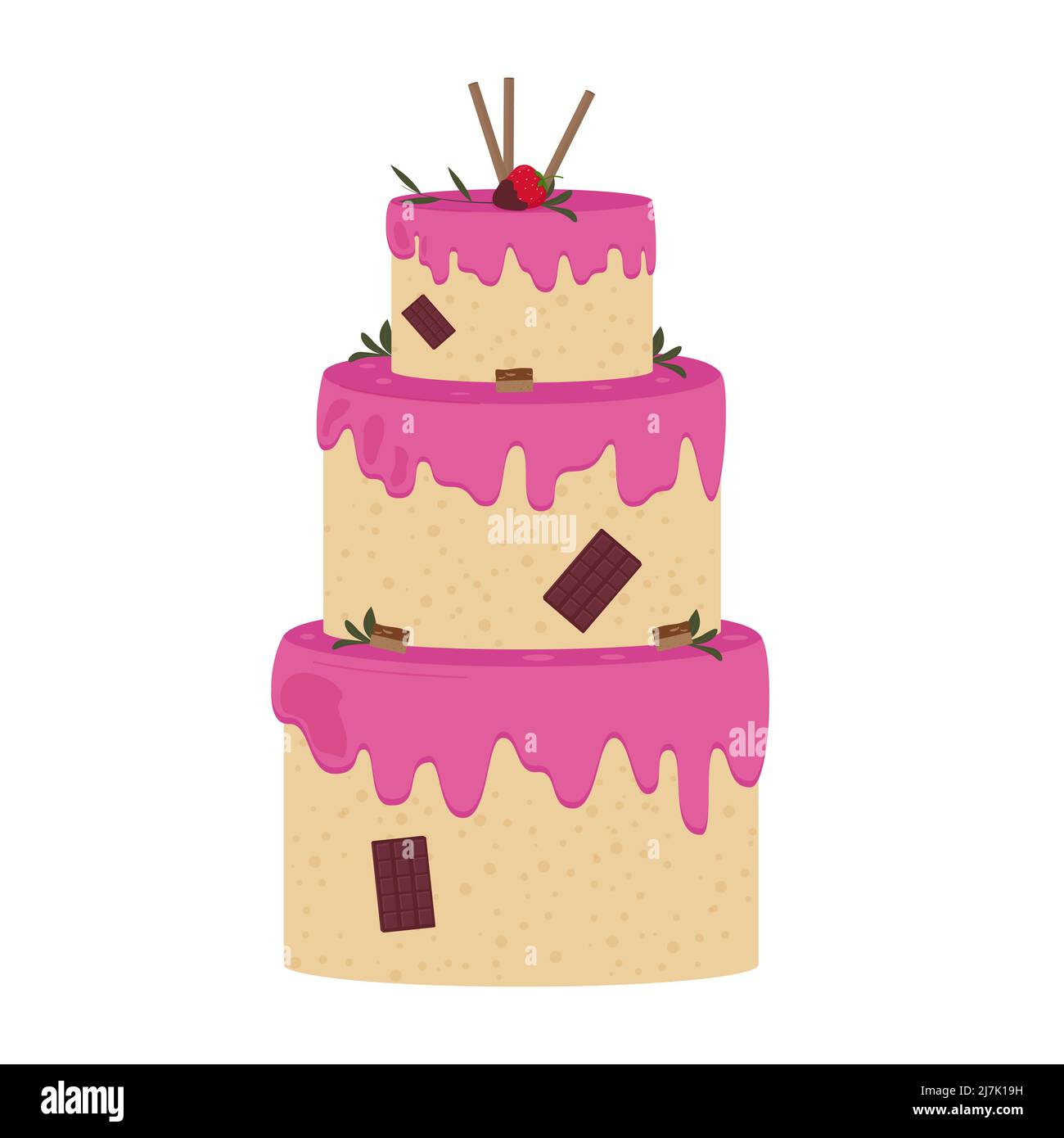 Cake with strawberry and chocolate isolated on white background Stock ...