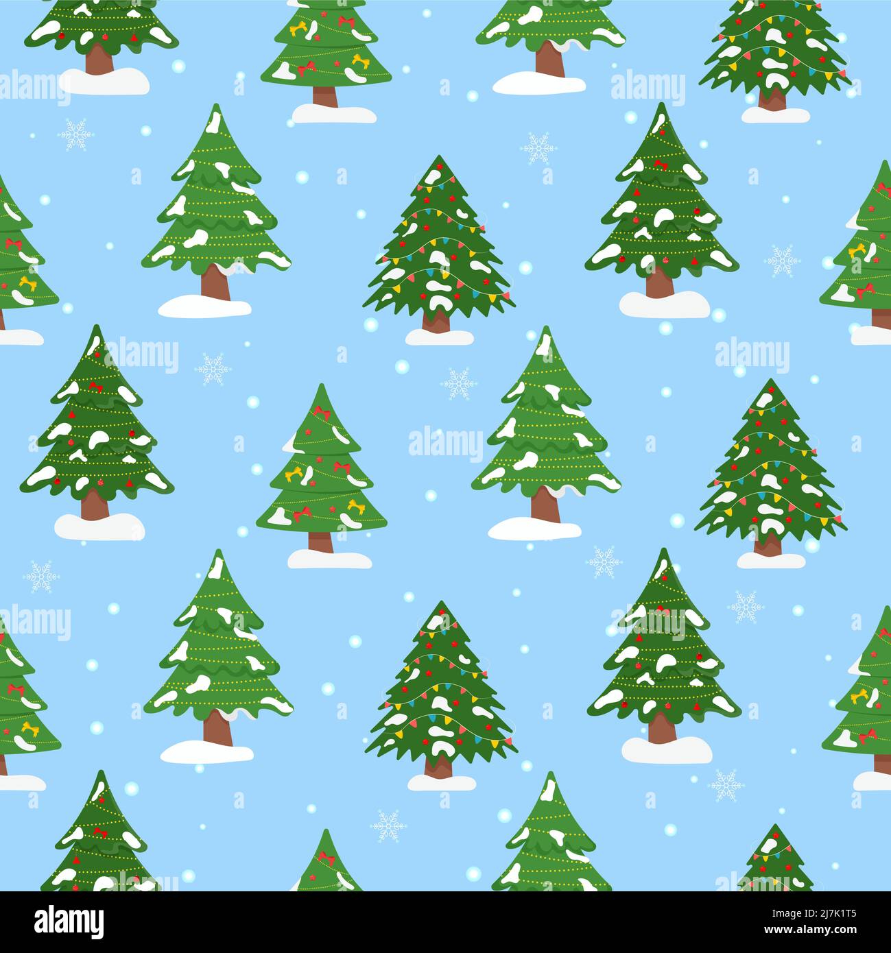 Christmas tree with tree ball and tree toy seamless pattern. Flat ...