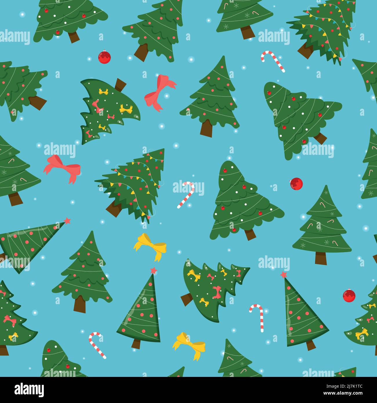 Christmas tree with tree ball and tree toy seamless pattern. Flat ...