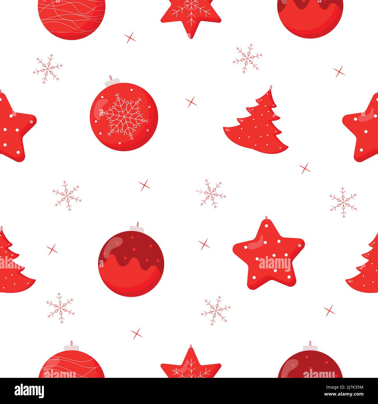Christmas tree balls seamless pattern. Flat vector illustration Stock ...
