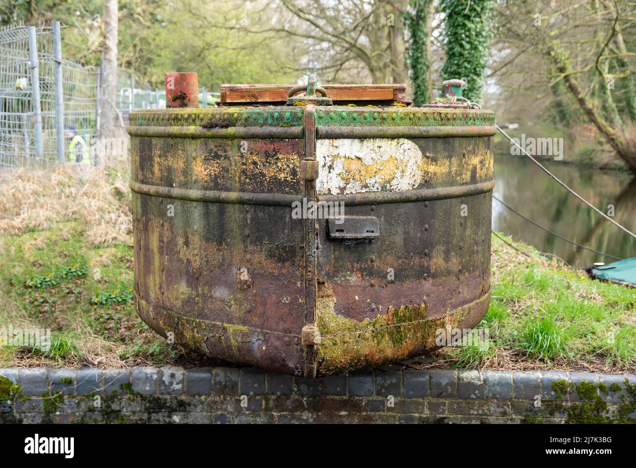Barge beside the Stroudwater Canal at Pike Lock, Stroud, England, United Kingdom Stock Photo
