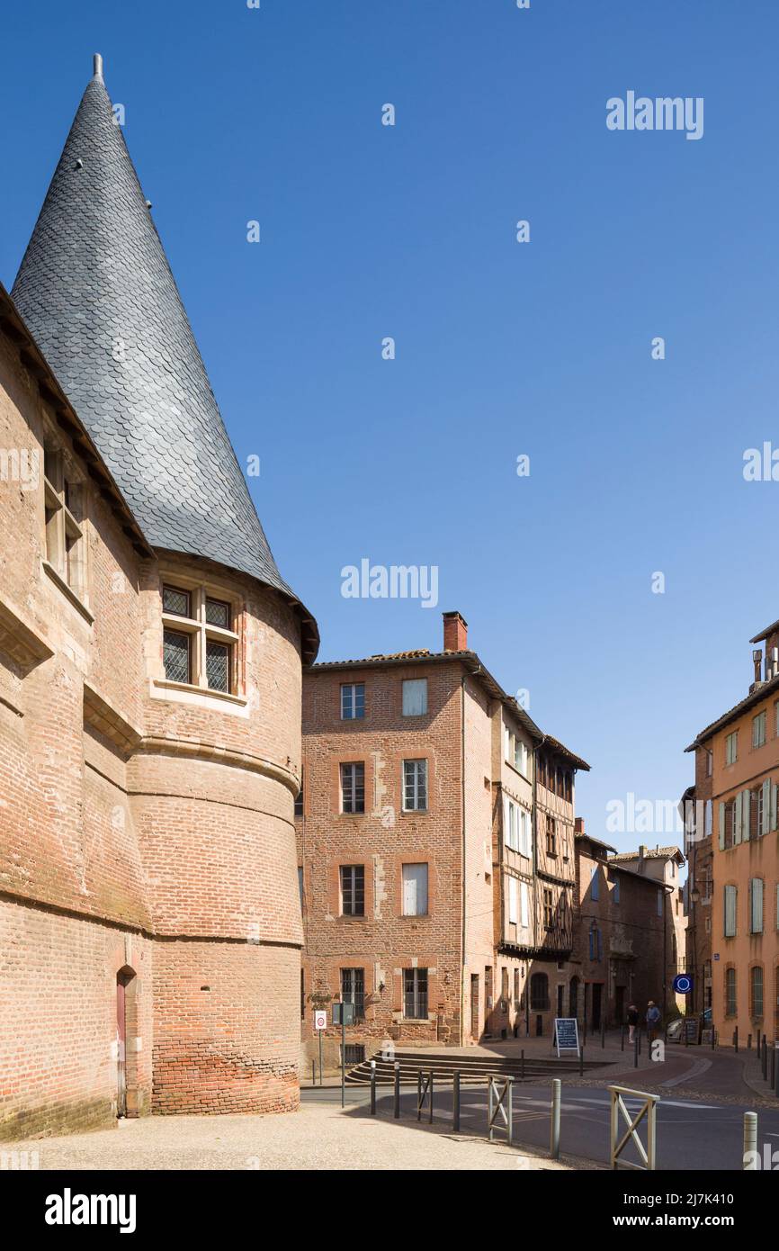 The medieval brick Palais de la Berbie / Berbie Palace, or Bishop's Castle / Chateau, at Albi, France, part of a UNESCO World Heritage Site. Stock Photo