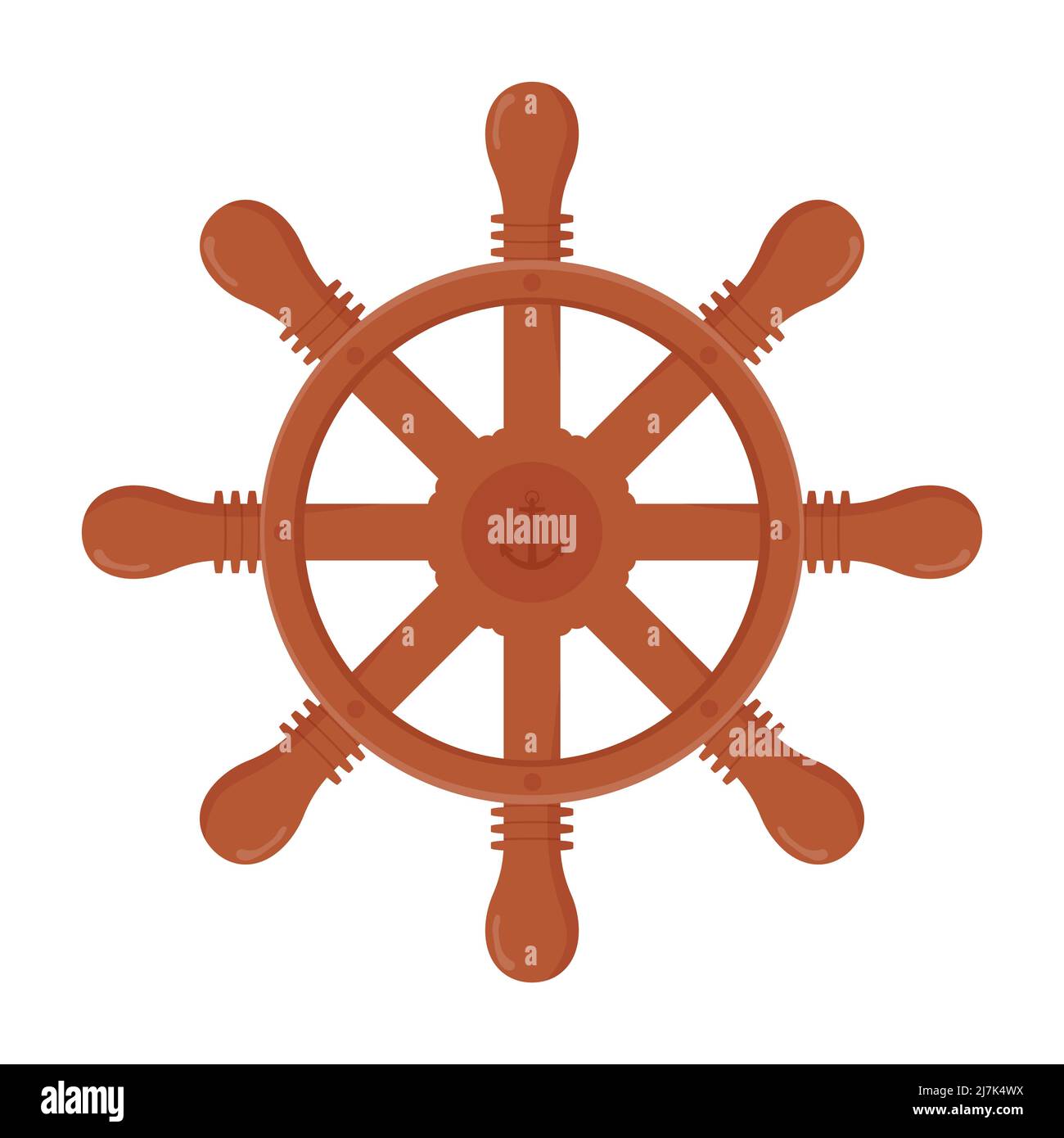 Wooden ship wheel isolated on white background. Steering wheel Stock ...