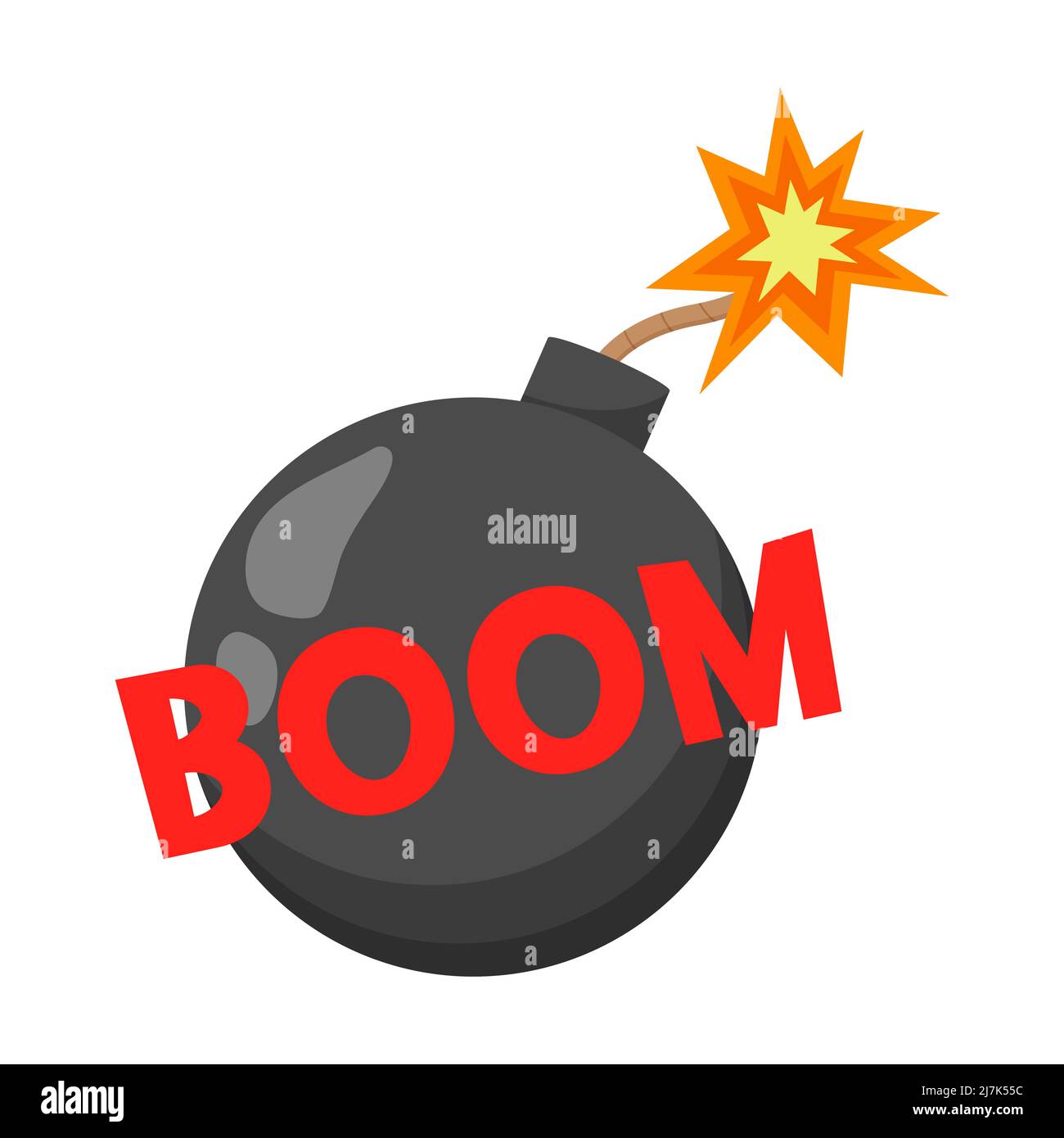 Black bomb isolated on white background. Flat vector Illustration Stock ...