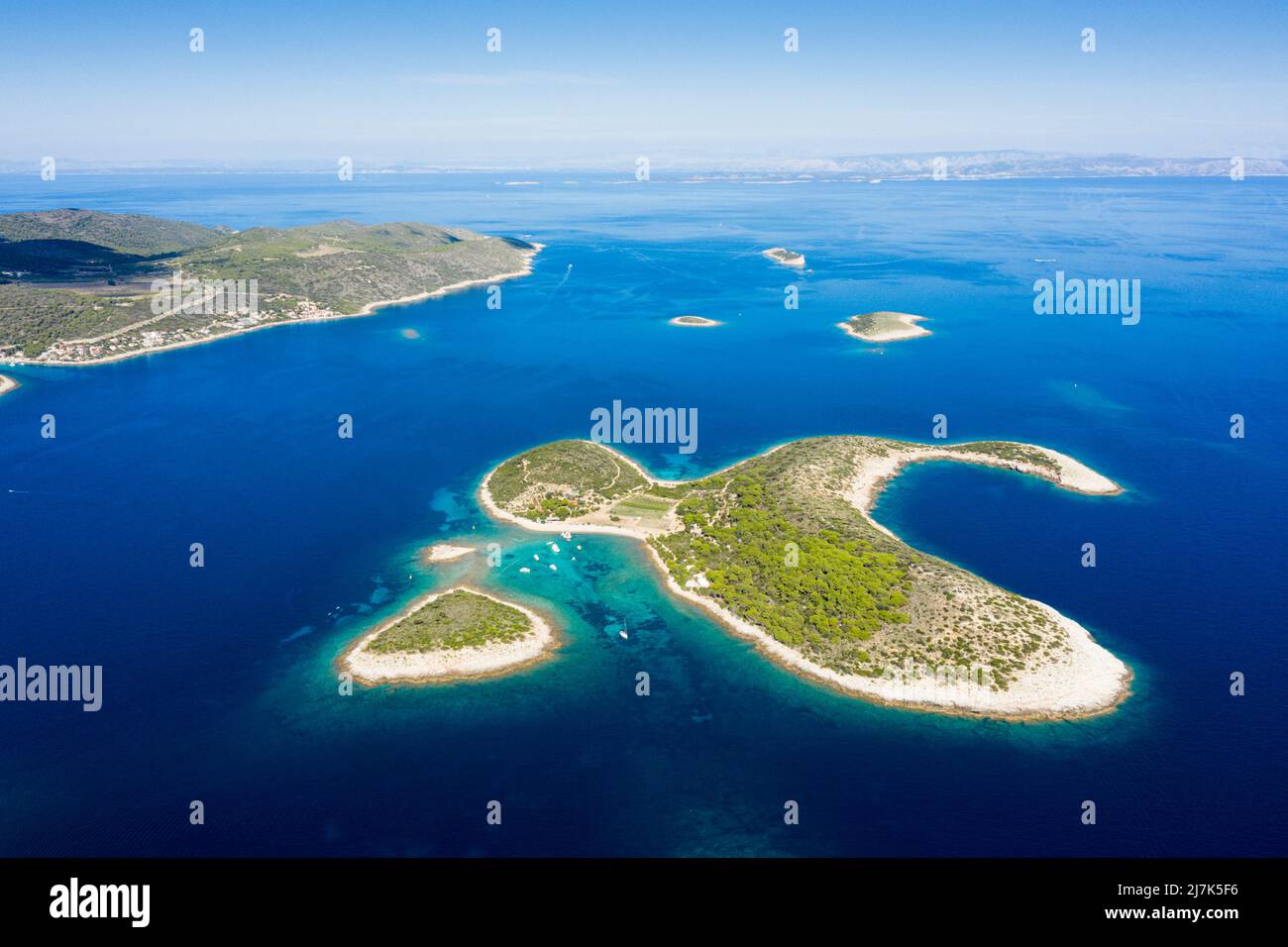Island Budikovac an Blue Lagoon, Mediterranean Sea, Croatia Stock Photo