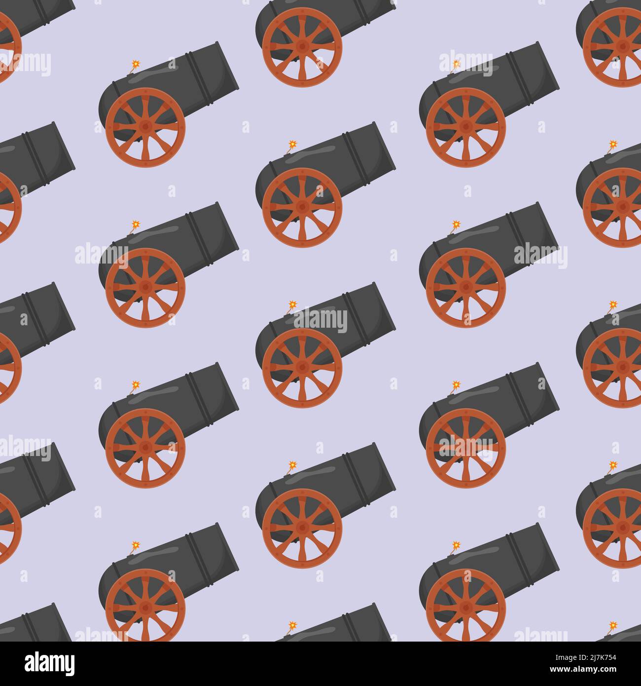 Ancient cannon seamless pattern. Flat vector illustration. Stock Vector