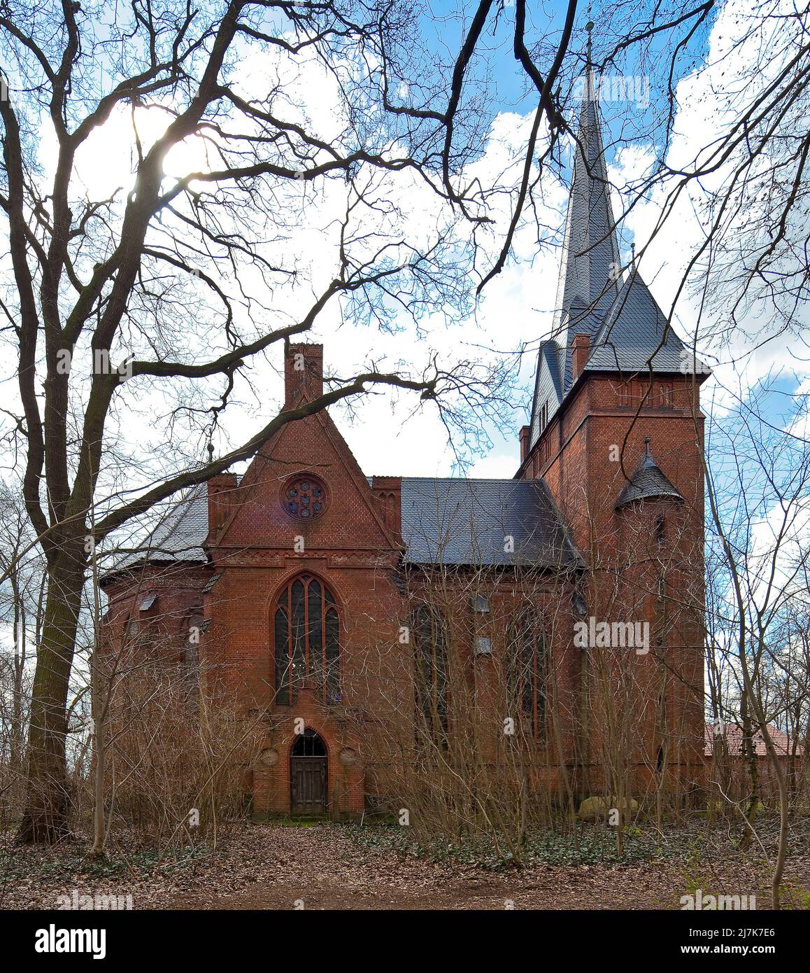 Schönfeld bei Stendal ehem Gutskirche 74766 Ansicht von Norden neugotischer Backsteinbau 1882-84 von Conrad Wilhelm Hase u a Stock Photo