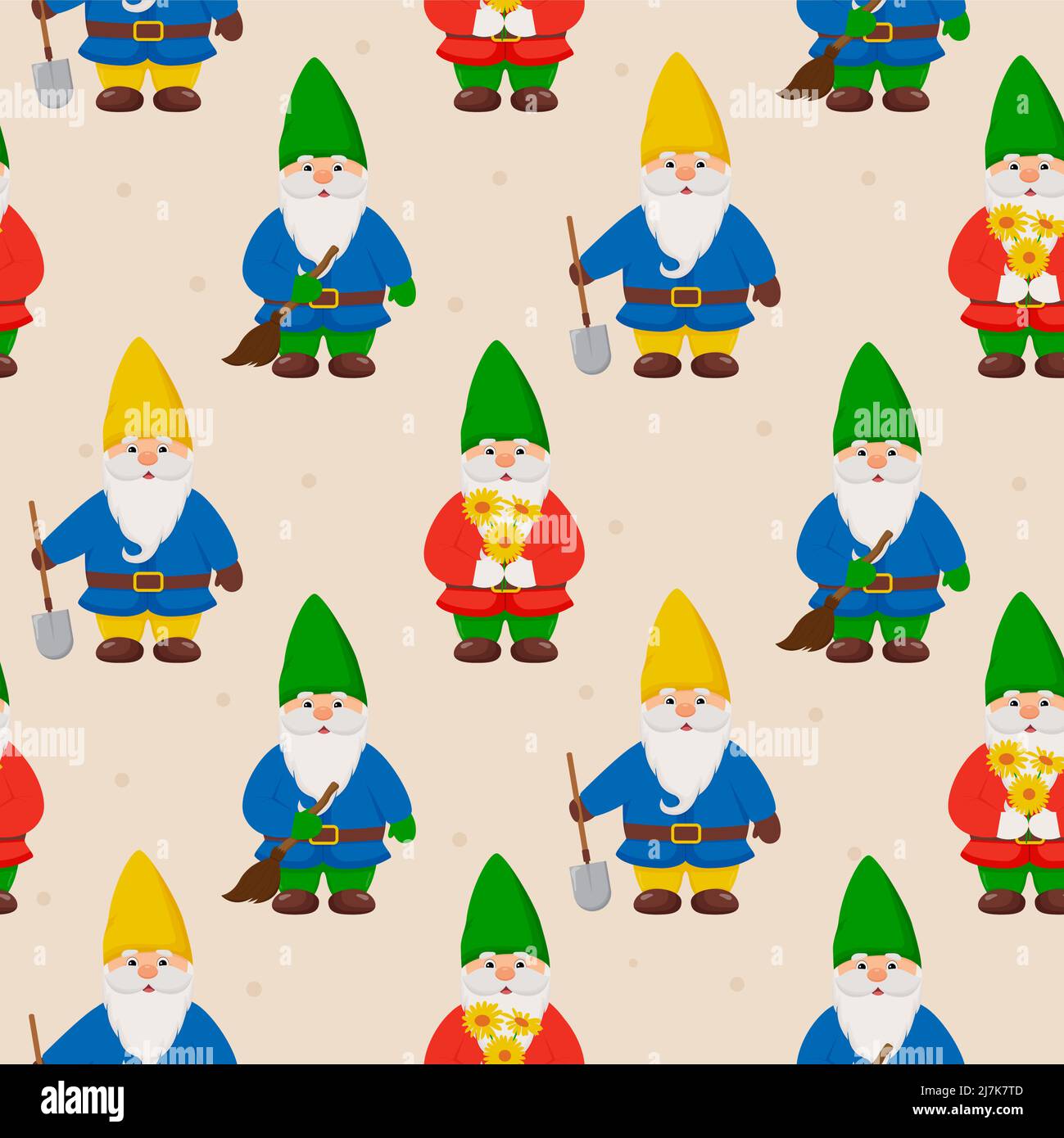 Cute little gnomes seamless pattern. Garden gnomes Stock Vector Image ...